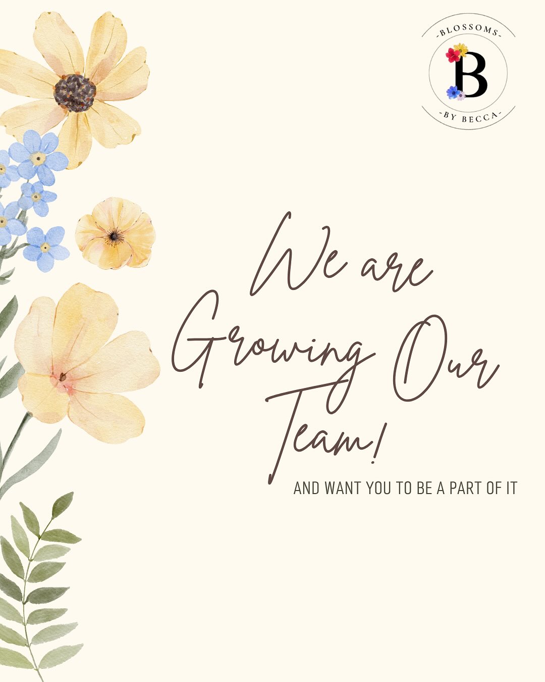 Surprise!! The Blossoms By Becca team is blossoming and we are opening up applications for new team members! We are looking for a diverse team of dedicated and kind-hearted people who wish to do good in the world. Apply today for our openings:
- artistic designer
- public relations manager
- treasurer
Our deadline for applications is Friday, July 4th. Find the link in our bio to apply today and good luck! 🌺🌻
#foreverflowers #longislandny #nonprofit