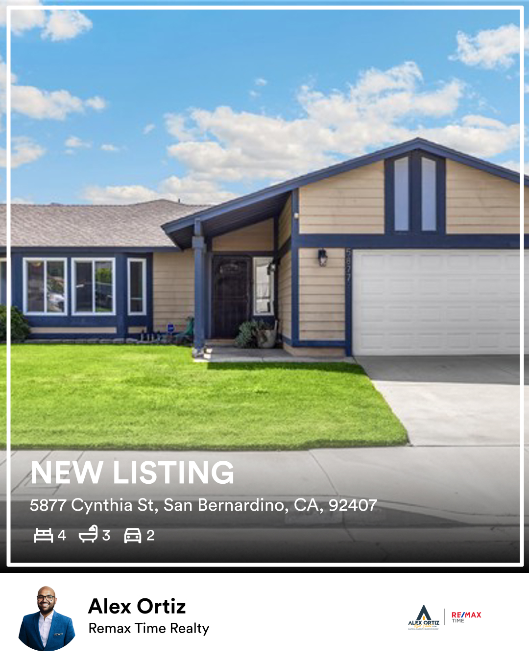 🚨 FOR SALE 🚨🛌 4 🛀 3 🚘 2
📍 5877 Cynthia St, San Bernardino, CA, 92407
🕵️♂️ Alex Ortiz | Re/Max Time
DRE 01413027
...
#ratemyagent #realestate #Remax_Time_Realty