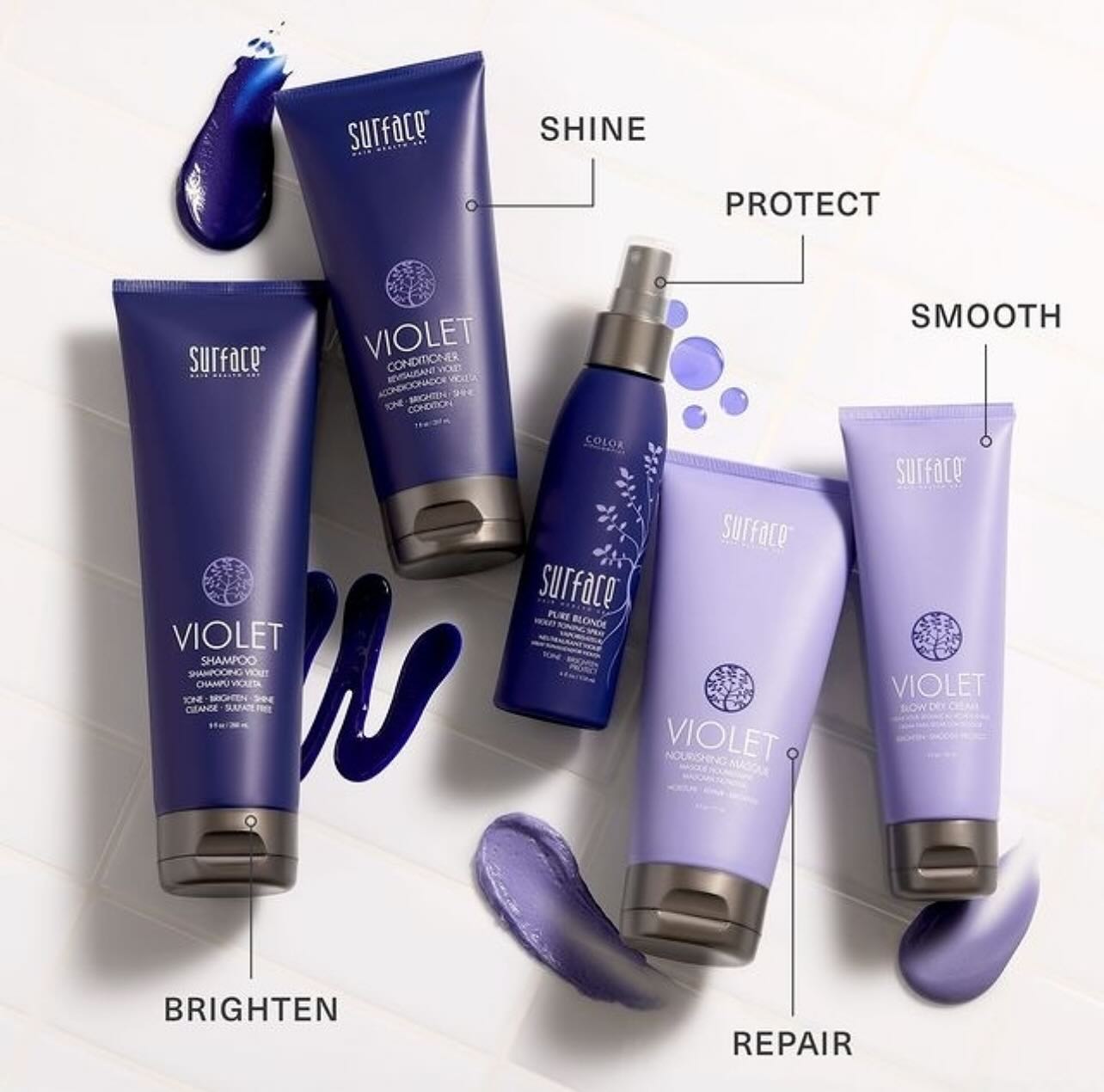 Calling all my blonde girlies! 💛✨
Keep your blonde bright, beautiful, and brass-free all summer long with the Surface Violet line 💜🌞 Whether you’re platinum, icy, or golden, this at-home must-have helps maintain your tone between appointments and keeps your color looking salon-fresh.
Add it to your summer routine and thank me later💫
#grandvillemi