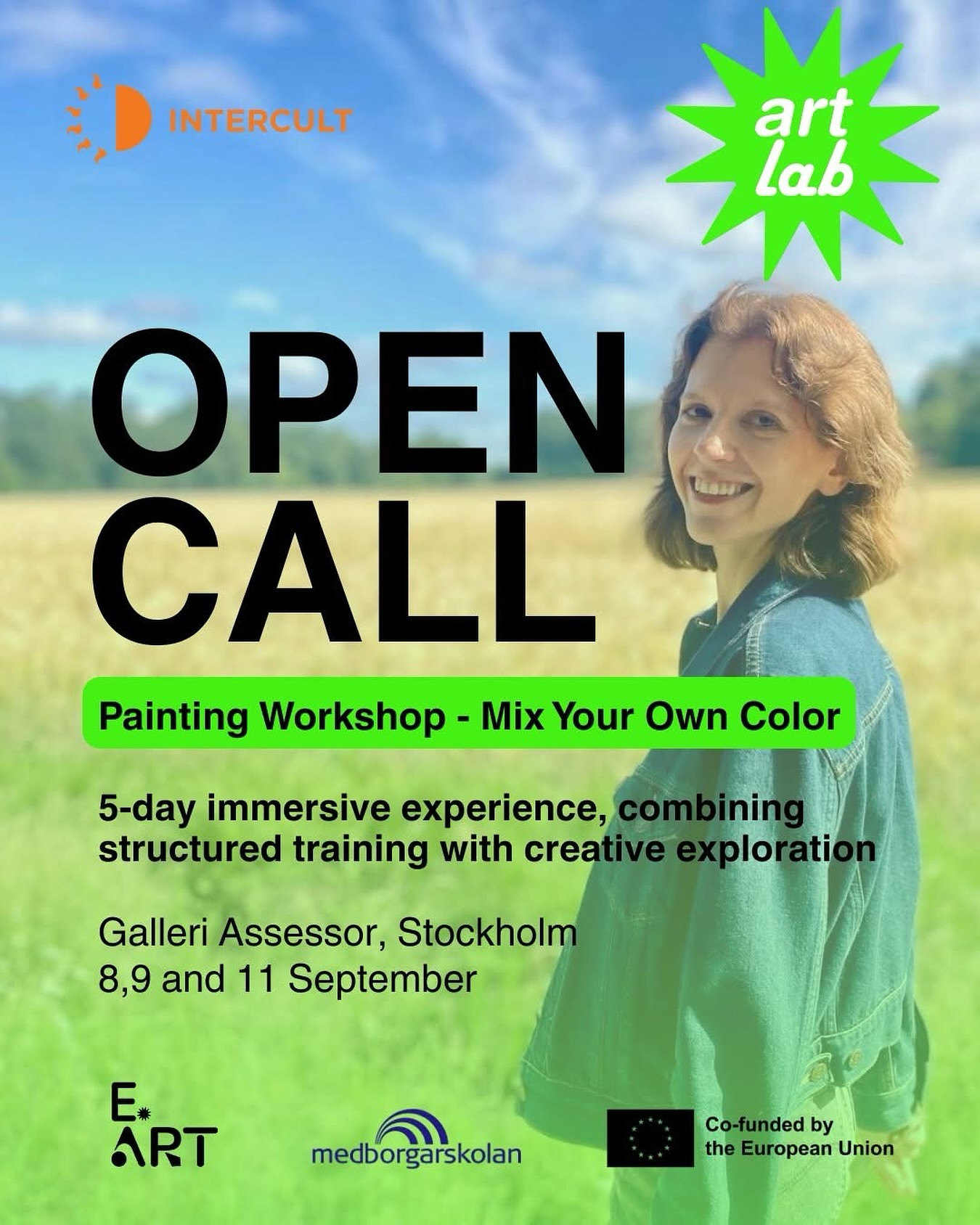 Intresserad av att blanda dina egna färger? 🎨 🌱
Anmäl dig till hållbarhetsinriktade ART LABS!
Den 8, 9 och 11 september håller konstnären och hållbarhetsexperten Alice Máselníková tre workshops om hur du skapar dina egna färger och färgämnen. Kursen avslutas med en utställning av dina verk samma helg!
Art labs genomförs i samarbete med Medborgarskolan och äger rum på Galleri Assessor, Assessorsgatan 14, Stockholm.
Läs mer här:
https://intercult.se/2025/06/19/e-art-malarverkstad-blanda-din-egen-farg/
ART LABS är en del av E-Art-projektet (Erasmus+ 2023–2025).
Medfinansieras av Europeiska Unionen Creative Europe
#eartproject #europeancooperationprojects #sustainableartpractices #artlabs #folkbildning #paintmixing @intercult @smart__coop #eart