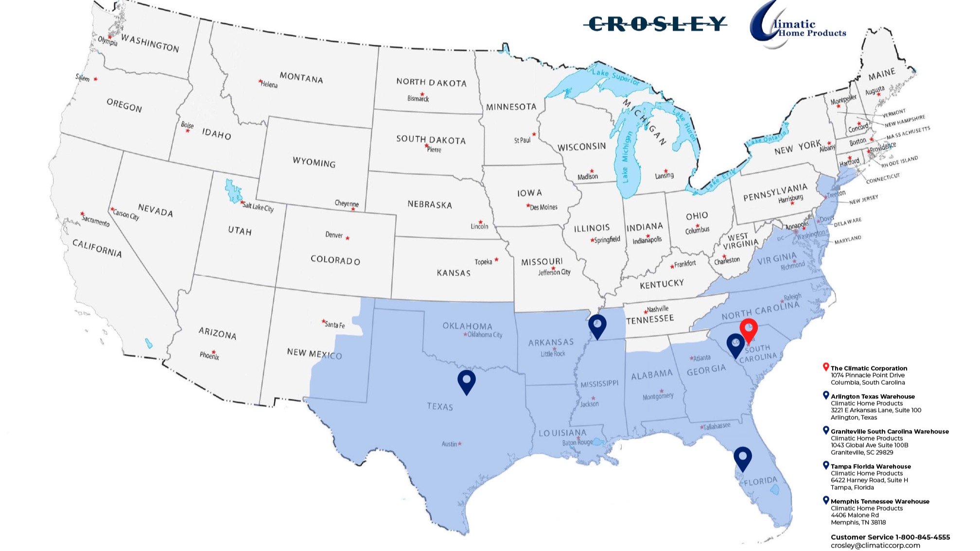 We’re pleased to announce the expansion of Climatic’s Crosley distribution territory.
Since January 2017, Climatic has proudly represented the Crosley brand, delivering quality appliances and dependable support to our dealer network across Texas, Alabama, Georgia, Florida, South Carolina, North Carolina, Virginia, Maryland, Delaware, New Jersey & Connecticut.
Now, we’re excited to share that Crosley has awarded us an expanded territory—adding Mississippi, Louisiana, Oklahoma, East Texas, Western Tennessee and Arkansas to our coverage area.
What This Means:
◾Expanded Coverage: Our new Crosley territory includes additional states where Climatic already has established relationships and existing dealer partnerships. This strategic expansion aligns with our current service footprint, allowing for a smooth and immediate transition into the broader territory.
◾Inventory and Logistics Ready: We currently stock Crosley appliances in all four of our warehouses across the Southeast, ensuring product availability and quick delivery throughout the expanded territory. Orders can be fulfilled immediately.
◾Dealer Support: If you’re a dealer in the newly assigned territory, we encourage you to reach out. We’re ready to support all your Crosley appliance needs—current and future.
◾Online Dealer Access: Current Climatic Dealers can log into climatichomeproducts.com to view product details, check availability, and place orders directly through our online platform. If you are a new dealer or wish to become a dealer, please submit a request to https://www.climatichomeproducts.com/register.html.
This expansion reflects Climatic’s ongoing commitment to growing with the Crosley brand and enhancing the support we provide to our dealer network. We’re excited to serve a larger market with the same trusted level of service, reliable inventory, and dedicated support our customers have come to expect.
Questions or ready to get started?
Contact your Climatic representative or email crosley@climaticcorp.com. We’re here to help.