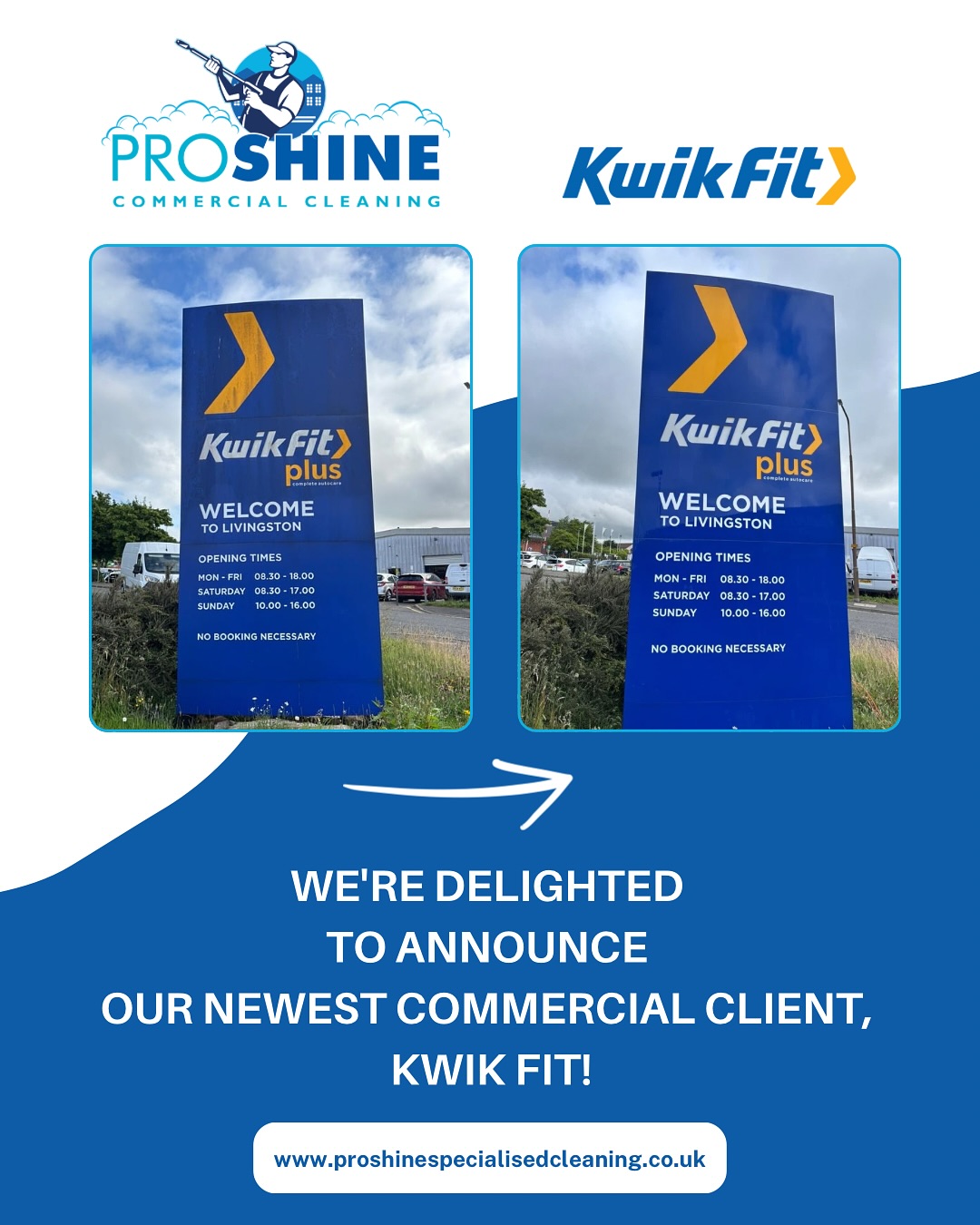 Client Announcement! ✨🚗
We’re absolutely delighted to welcome Kwik Fit as our newest commercial client! 🙌
Proshine Commericial Cleaning will now be taking care of all Edinburgh branches – giving them the freshen-up they deserve. 💧🧼
We understand how important it is for your business to gleam inside and out, and we’re here to make sure Kwik Fit shines bright for every customer.
Want your business to look its best too?
👉 Let us do the hard work so you don’t have to: https://www.proshinespecialisedcleaning.co.uk
#ProShine #KwikFit #CommercialCleaning #EdinburghBusiness #ShineWithUs #NewClient #CleaningExperts #ProShineClean