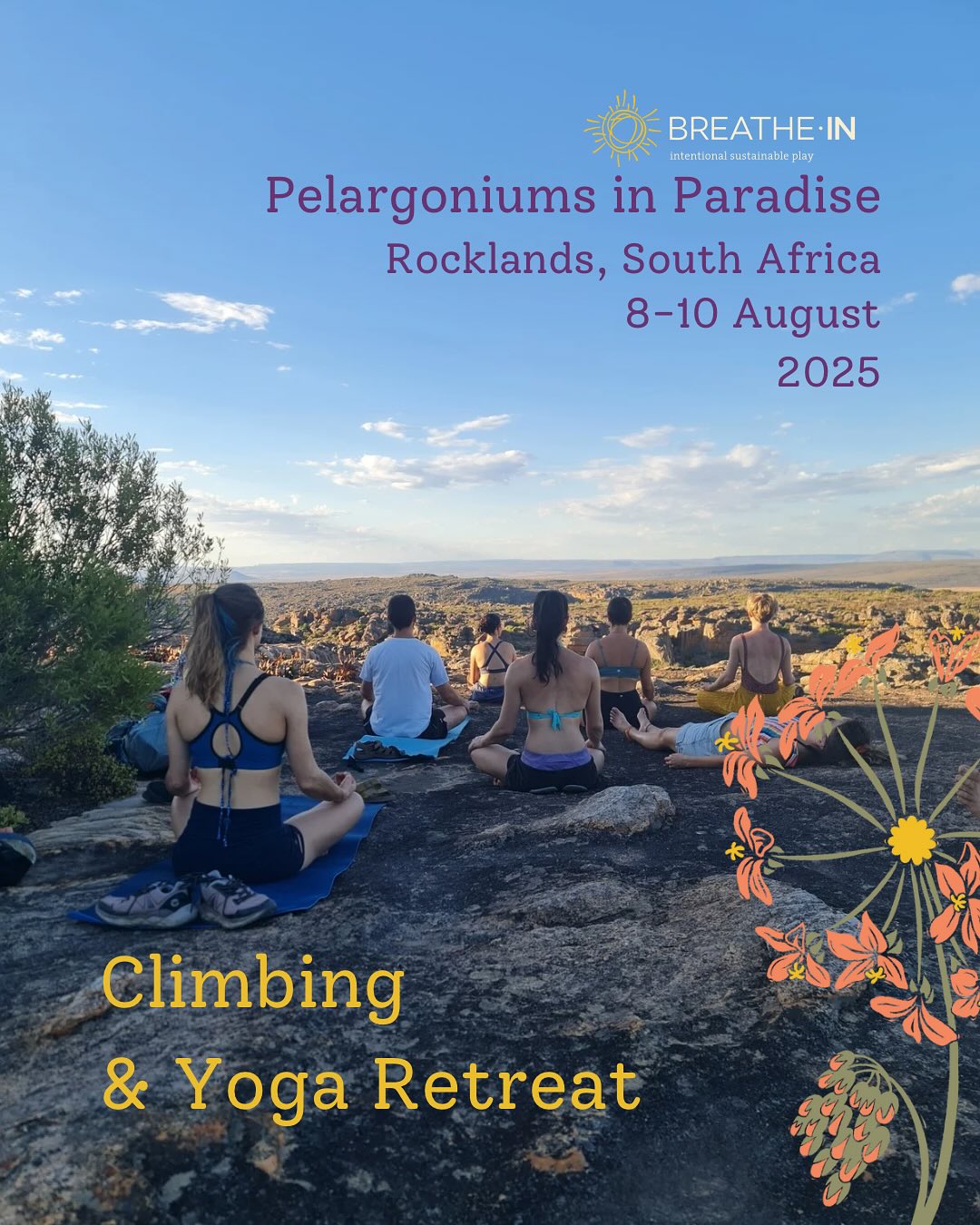 Season is in full swing and we’re celebrating late winter flowers at @eightdayrain with our second Rocklands Retreat.
Join us 8-10 August for Pelargoniums in Paradise: a weekend of playful sandstone boulders, intentional yoga, and soul-nourishing connection in the heart of the Cederberg.
We’ll take care of the logistics — you just bring your shoes, your stoke, and your love for the mountains.
Let’s climb, flow, and explore together.
Follow the Rocklands Weekend Retreats 🔗 link in our bio to the booking form.
#RocklandsRetreats #CederbergMagic #ClimbAndFlow #breatheinexperiences