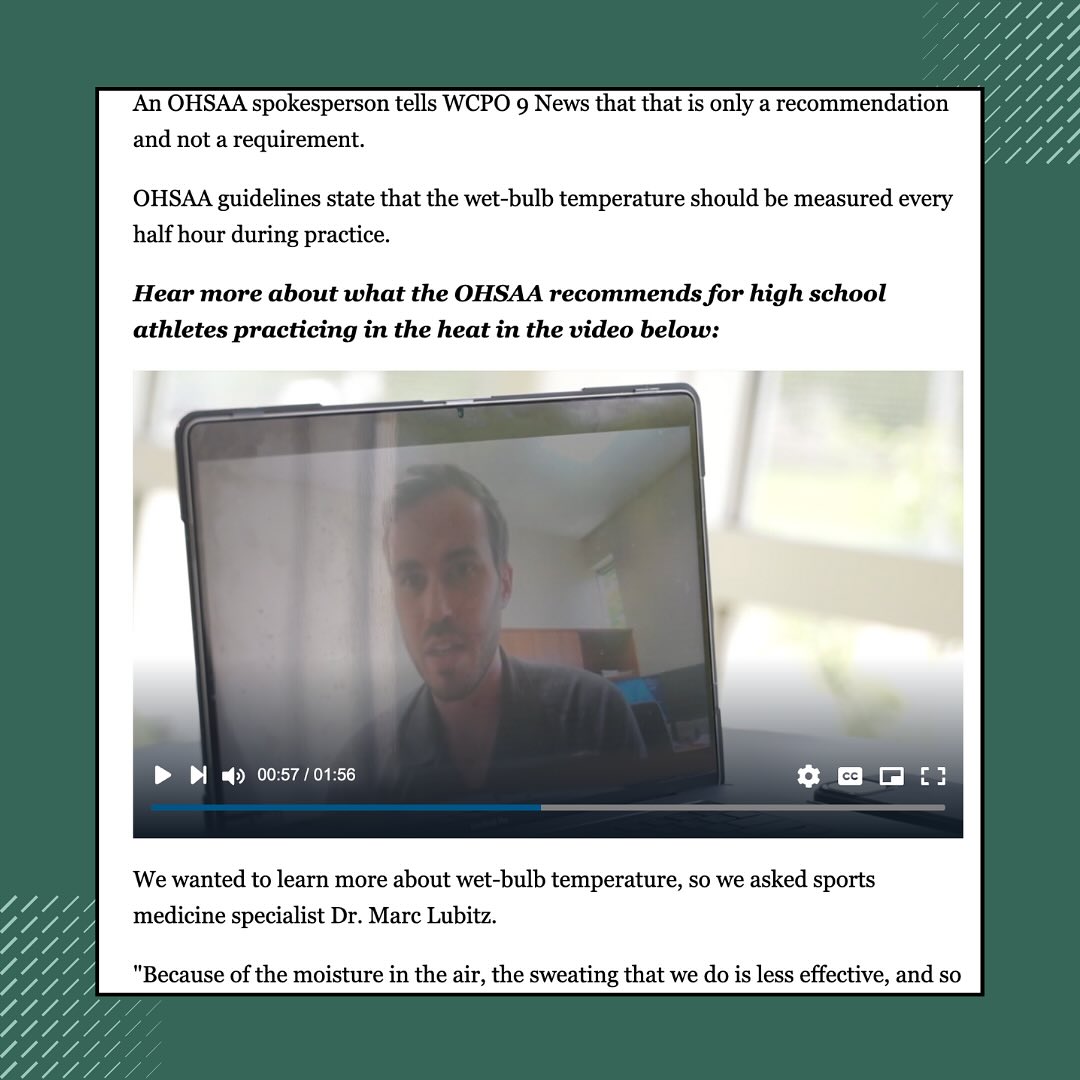 It’s hot out! I spoke with WCPO this week about how athletes can stay safe in the heat