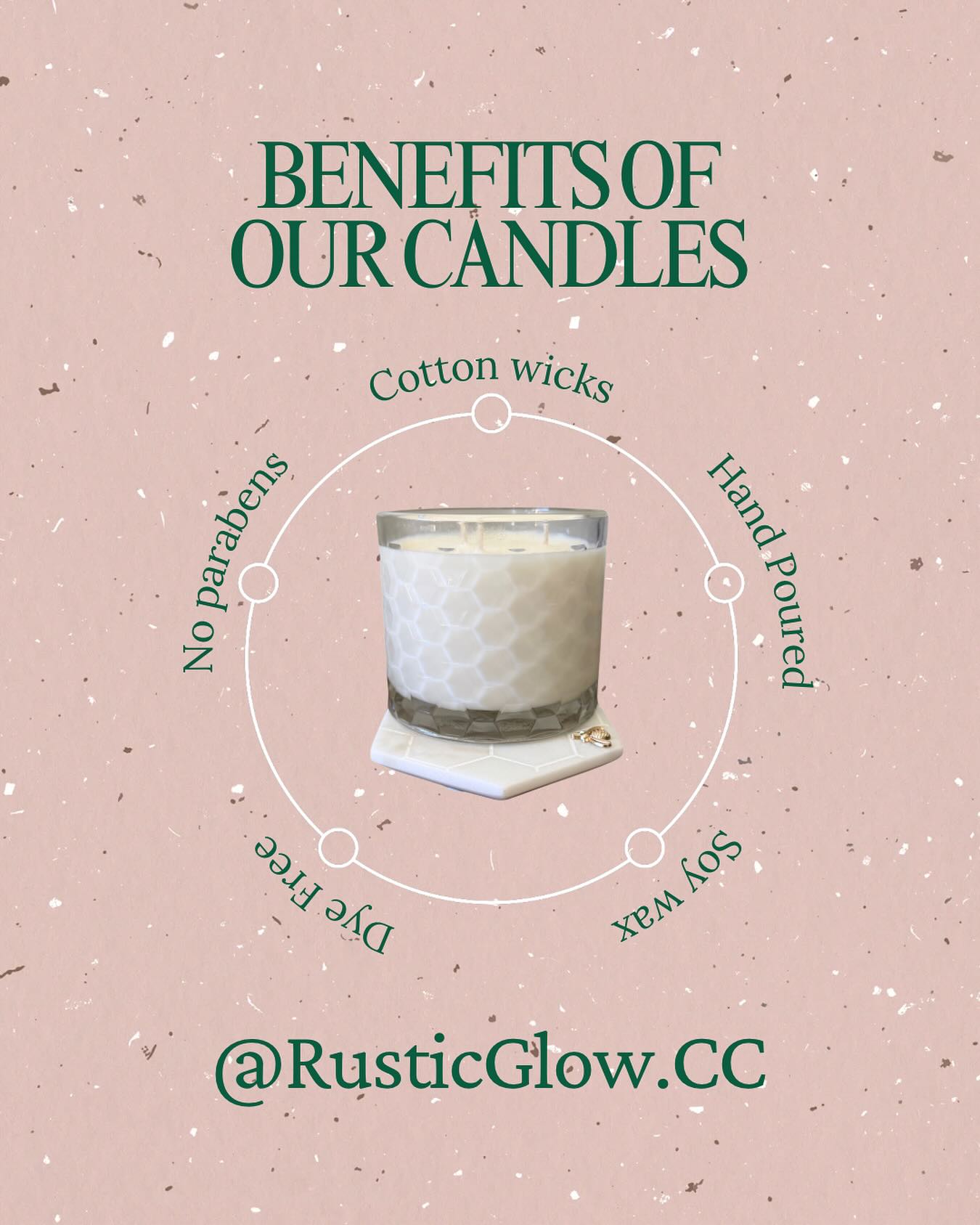 🕯️ Pure, Simple, Intentional.
At Rustic Glow Candle Co., every candle is lovingly hand-poured in small batches to ensure quality and care in every jar. 💛
✨ What sets us apart?
✔️ Soy Wax – Cleaner burning & eco-friendly
✔️ Dye-Free – Just natural, creamy goodness
✔️ No Parabens – No toxins, just tranquility
✔️ Cotton Wicks – Clean burn, no heavy metals
✔️ Always Handcrafted – Because you deserve better than mass-produced
Light a candle that cares – for your home, your air, and your peace of mind. 🌿
#RusticGlowCandleCo #CleanBurn #SoyWaxCandles #EcoFriendlyLiving #HandPouredWithLove #CandleCare #SustainableHome #NoParabens #CleanCandleCompany