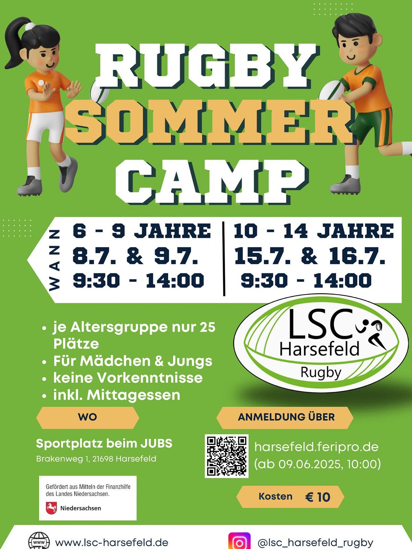 Es sind noch Plätze frei für unser Sommer-Rugby-Camp!🏉
👉🏻 Jetzt anmelden unter: https://harsefeld.feripro.de
Wir freuen uns auf euch!☀️