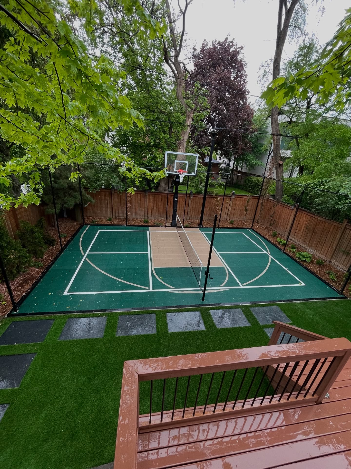 Brand new sports court, turf, planting, interlocking & stepping stones for the ultimate backyard upgrade. An oasis to be enjoyed for years to come!!
#backyardoasis #backyardrenovation #backyarddesign #sportscourt #artificialturf #landscaping