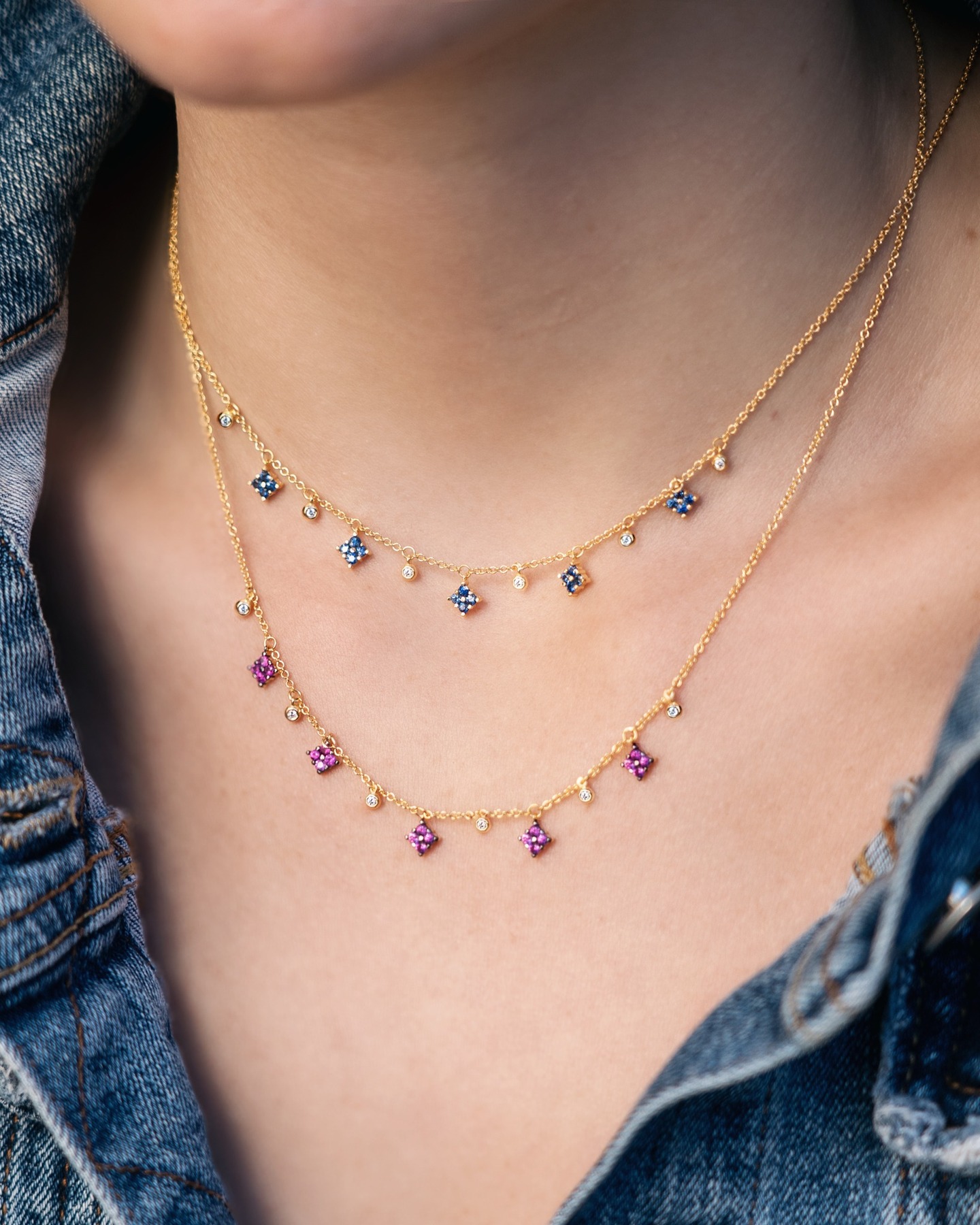 Candy-colored gems delicate necklaces to elevate your look. electric pink& ocean blue sapphires, what is your favorite?
#necklaceoftheday #goldnecklace #jewelry #goldjewelry #sapphire #sapphirenecklace #luxuryjewelry #instajewellery #pink #layers #couturejewellery #designerjewelry