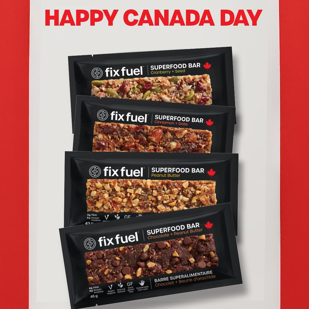 🇨🇦 Happy Canada Day!
Proudly made in Canada. Always real. Always clean.
Fuel Up. Feel Good. Fix Fuel.
.
.
.
.
.
#CanadaDay #FixFuel #CanadianMade #CleanEnergy #SuperfoodBars #FuelYourDay
