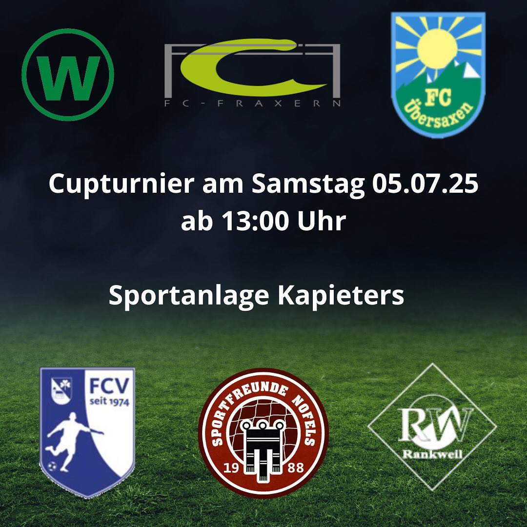 Cupturnier 2025! ⚽🍺
Am Samstag, den 05.07., findet das diesjährige Cupturnier auf der Sportanlage Kapieters statt! ⚽
Den Auftakt macht um 13:00 Uhr das spannende Nachwuchsspiel gegen die Eltern.
Ab 14:00 Uhr startet dann das große Turnier der Hobbymeisterschafts-Mannschaften. ⚽🔥
Für das leibliche Wohl sorgt wie immer unser engagiertes Clubheim-Team – beste Verpflegung ist garantiert! 🍻
Kommt vorbei und genießt einen Tag voller Fußball, Stimmung und guter Laune! 🙌
#fcfraxern #fussballspielenwoandereurlaubmachen #hobbyligavorderland #fussballturnier