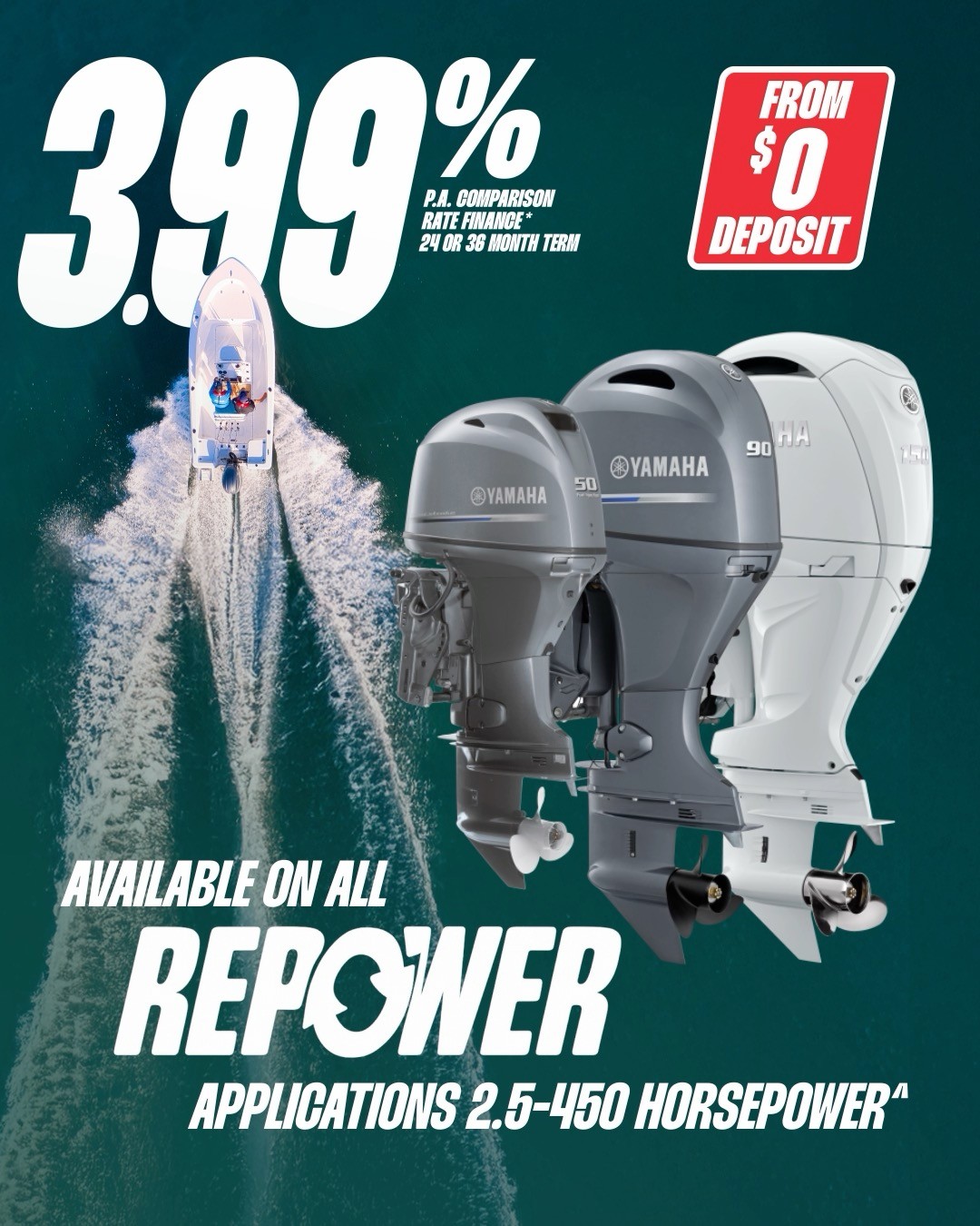 Nowโs the perfect time to repower or upgrade with Yamaha. ๐งโก
Take advantage of 3.99% p.a. Comparison Rate Finance on Yamaha Outboards from 2.5 to 450 horsepower, with $0 deposit and 24 or 36-month terms. ๐ธ
Reliable power, made more accessible.
๐๐ฒ๐ฎ๐ฟ๐ป ๐บ๐ผ๐ฟ๐ฒ: https://tinyurl.com/yutjakru
Visit your local Yamaha Dealer today.
#YamahaOutboards #ReliabilityStartsHere #YamahaAdvantage #yamaha #yambansw #yambayamaha