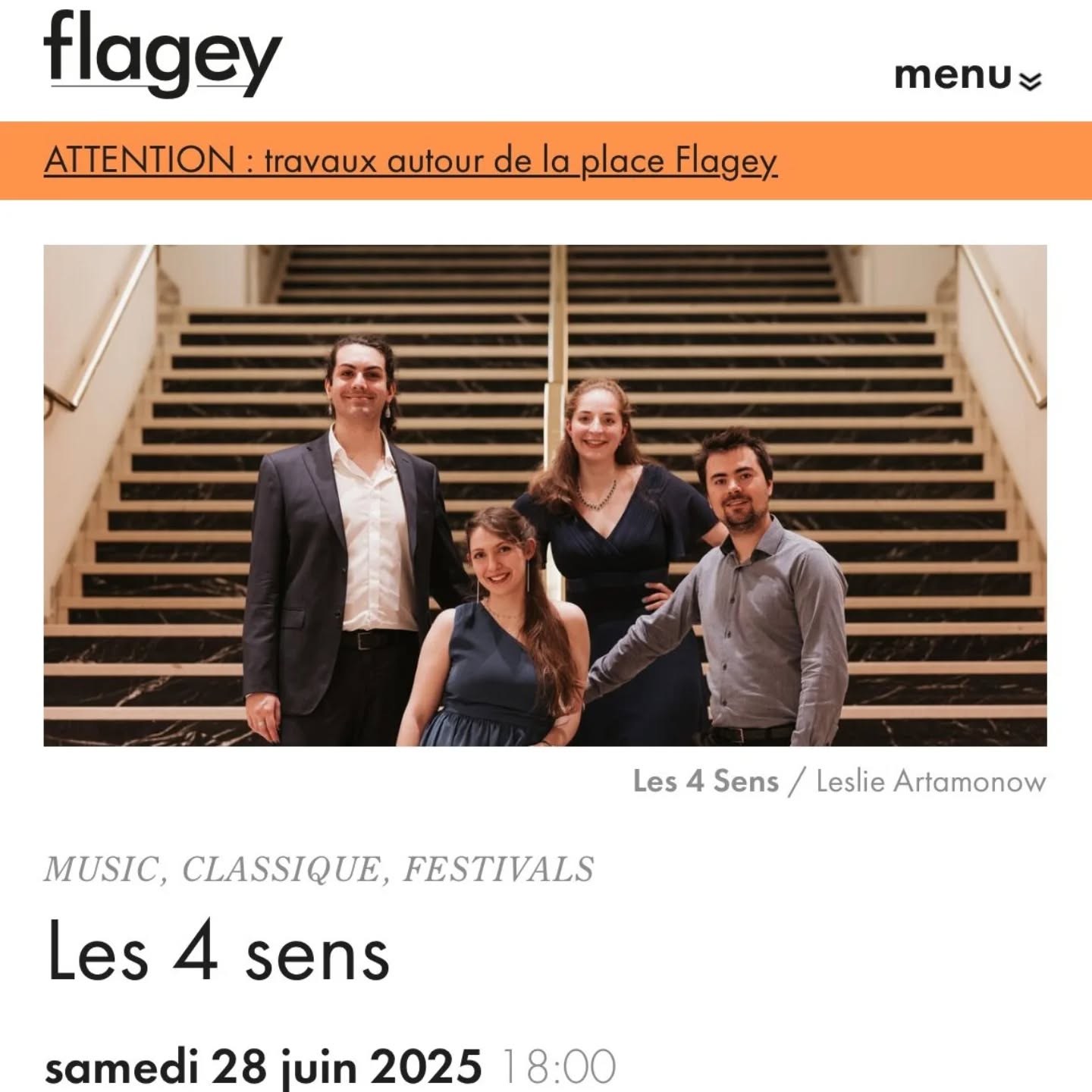 On chante demain !!! Et pas n'importe où : à Flagey !! @flageystudios ✨️ on a hâte de chanter chez vous 😊😇🤓🤩😍
Venez nombreux.ses 💙
Psst! : c'est gratuit ! 😉😘
With love, music & Fun
Les 4 sens
#musique #music #musiquedechambre #chambermusicfestival #quatuor #vocal #voices
#voix #4sens #ensemble #été #festival #summerfesrival #concert #gratuit #kiffance #friendship #musiclovers