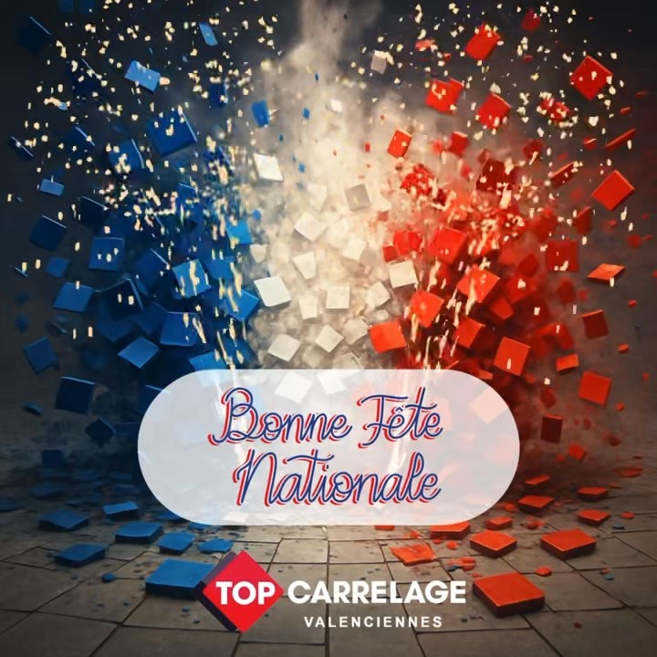 🇫🇷 Joyeux 14 Juillet à tous ! 🇫🇷
En ce jour de Fête Nationale, toute l’équipe de Top Carrelage vous souhaite un excellent 14 juillet, rempli de joie, de partage… et de feux d’artifice ! 🎆✨
Nous serons fermés ce lundi, mais nous vous retrouvons dès mardi à 9h, en pleine forme et prêts à vous accompagner dans tous vos projets de carrelage ! 🛠️🧱
Profitez bien de ce long week-end !
À très bientôt dans notre showroom.
🔵⚪🔴 Top Carrelage