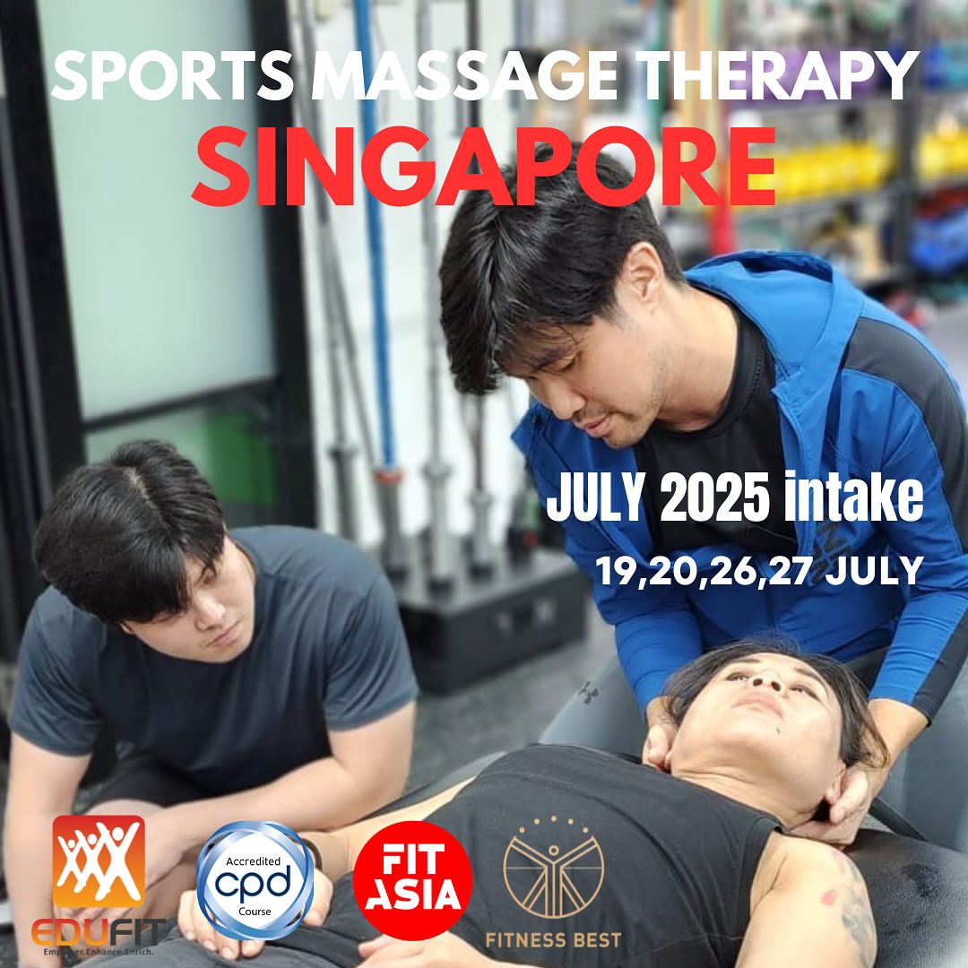 Next intake of the SPORTS MASSAGE THERAPY CERTIFICATION (4-Days) on 19,20,26&27 JULY 2025 + 10hrs practical (mentoring hours) is open!
.
.
PROGRAMME CONTENT:
*Etiquette in sports massage therapy
*Effects of sports massage
*Contraindications
*Human Anatomy
*Client assessment guidelines
*Massage techniques
*Soft tissue release & myofascial stretching techniques (joint mobilisation)
*Case studies discussion on common musculoskeletal injuries
*Further education for Sports Massage Therapy
*Mentoring sessions
.
What do you get?
*CPD UK global accreditation
*Skillsfuture & UTAP eligible funding. *CoachSG CECs
MORE INFO AND REGISTRATION @ FITASIA.SG or EDUFITASIA.COM or book via link in bio. Early bird fee ended on 21 JUNE 2025. Group discount available (3pax min)! DM US! Sign up today!!!
.
.
#singapore #sgfitness #sportsphysiotherapy #sportsg #singaporesportshub #sgchiropractor #sgphysio #physiotherapy #singaporedoctors #sportsg #sportsmassagetherapy #sgsportsmedicine #sportsmedicine #singhealth #muscles #myofascial #softtissuetherapy #jointmobility #sportsmassagetherapists #bangkok #malaysia #sportsmassagebangkok #sportsmassagekl #sportsrehabbangkok