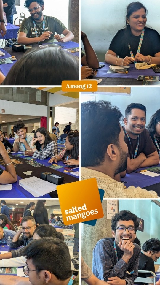 We played Among 12 at TTOX Bangalore with some amazing gamers and they took it to extremes we didn't think were possible.
Among 12 is a social deduction board game by SaltedMangoes, where trust is earned, betrayal cuts deep, and every round brings new revelations. Take on secret roles in a mission not just to share bread, but to protect the truth. But beware—one among you isn’t who they seem. Their hunger isn’t for bread... but for control.
Will you unmask the betrayer before it’s too late?
#boardgames #socialdeduction #christianboardgames #indianboardgames #gamedesigner