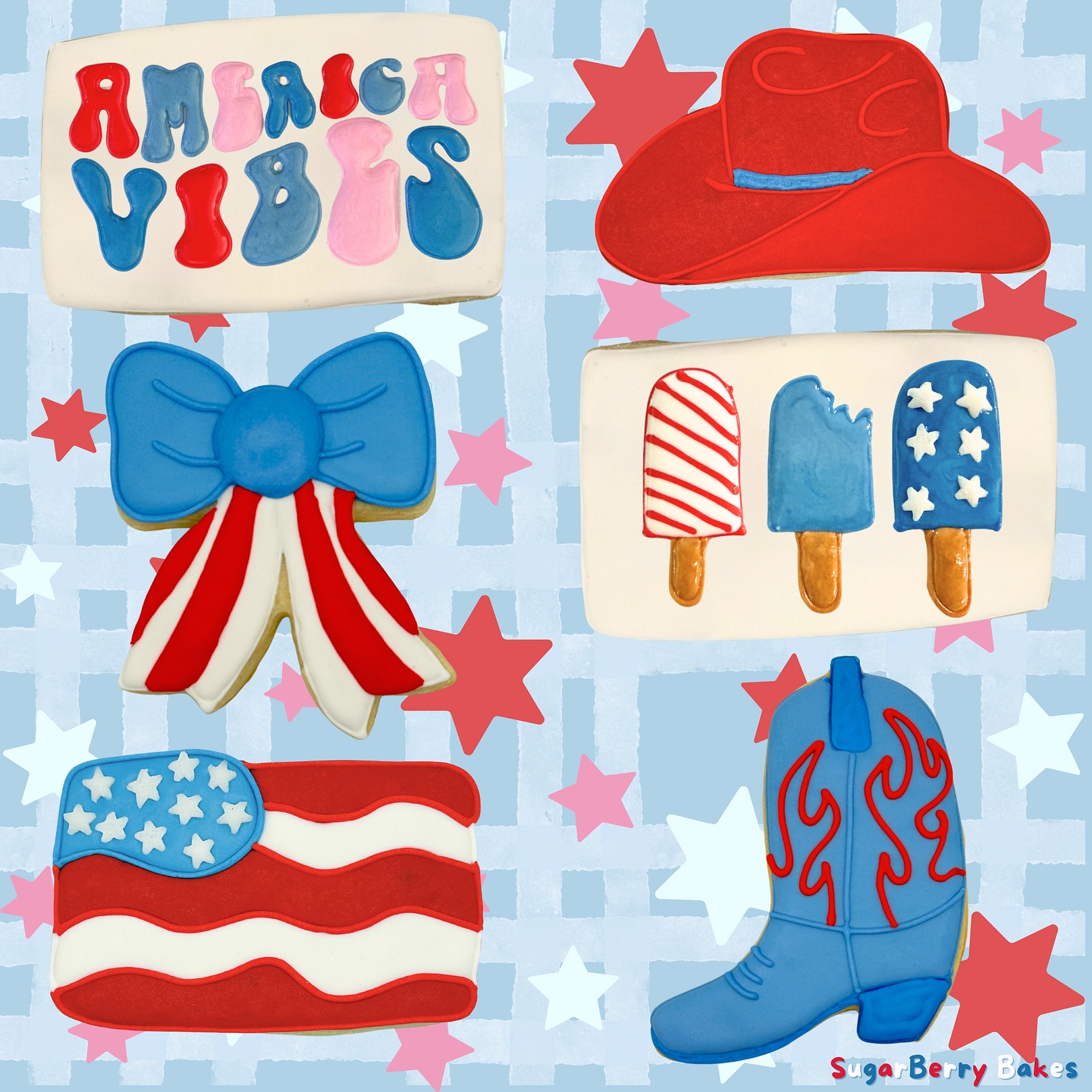 Just here for the America vibes 🇺🇸✨🤍
Whether you’re keeping it lowkey or going full-out, this weekend calls for something festive (and a little sweet).
Text (440) 815-1822 or email hellosugarberrybakes@gmail.com to order.
.
.
.
#cutedesserts #homemade #baking #decoratedcookies #bakedgoods #yum #foodiegram #bakery #sugarcookies #HandDecoratedCookies #foodie #dessert #cookies #homebaker #4thofjuly #july #america