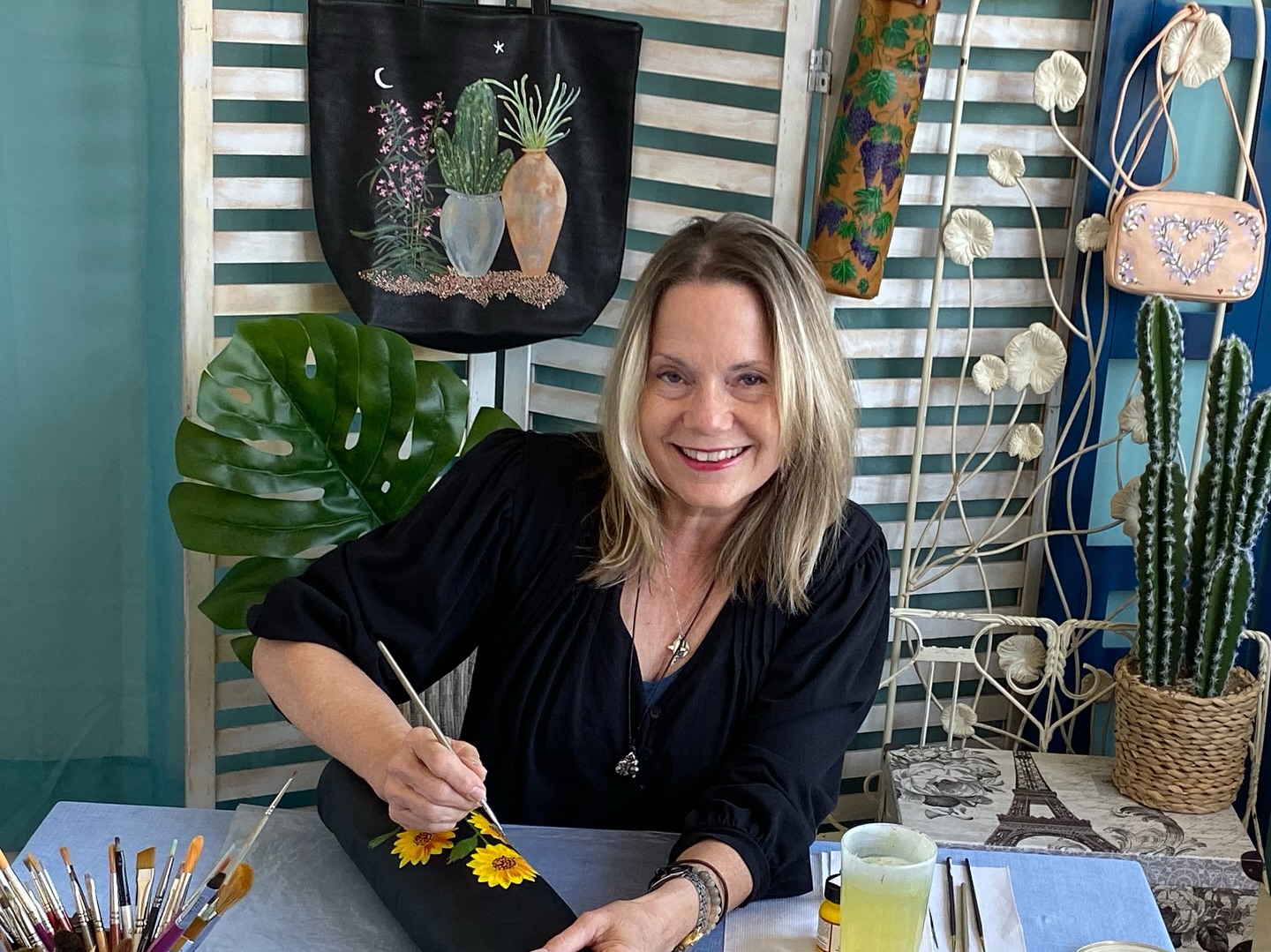 SUMMER STYLES FROM SIXTEEN SISTERS🌻🌞⛱️ One of a kind customized art on leather. Fun designs that enrich your everyday items, from wallets to vegan leather jackets! Original Artwork inspired by bold, creative women from all over the world🇫🇷🇯🇵🇺🇸#artonleather #artinoninstagram 🌍 #womeninspiredart #inspiredbynature #summershopping #womenownedsmallbusiness