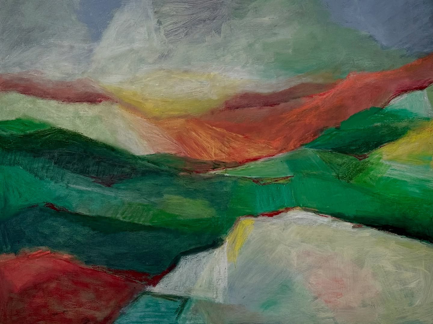 Had another go at this large painting. It transformed quite a bit and like it much better! The oil sticks are amazing to work with! Will hang it again for a bit and see what it more it needs. #wip
#oilpainting #oilsticks #oiloncanvas #abstractlandscape #abstractart #abstractlandschap #landscapepainting #ContemporaryArt #contemporaryartist