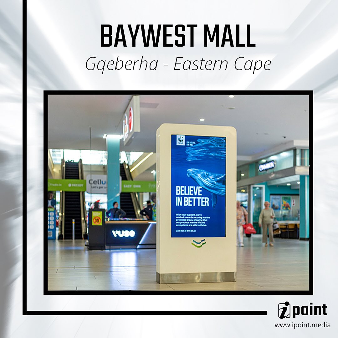 iPoint recently expanded its footprint in the Eastern Cape.
Introducing Baywest Mall. Digital screens & directory pods are placed conveniently for an ultimate shopping experience! 🛍️
