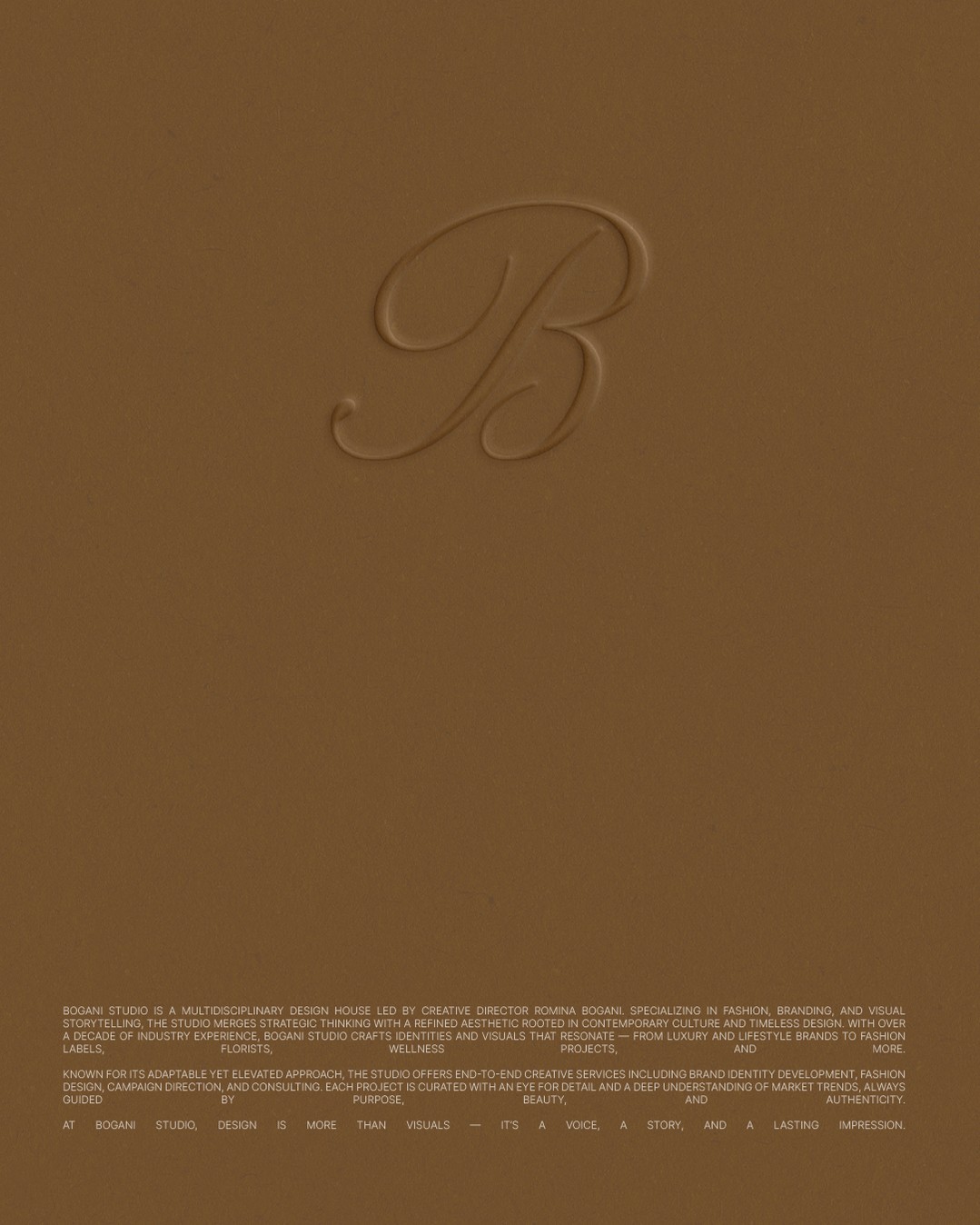 We curate high-end brands that command attention to detail—because connection comes from intentional choices and research-driven design. If your brand is ready to stand out in a crowded market, let’s make it happen.
Reach out to us at ciao@boganistudio.com
#luxurybranding #brandidentitydesign #highendbranding #visualstrategy #minimalistbranding #timelessdesign #luxurymarketing #branddesigner #branddesign #creativedirection #photography