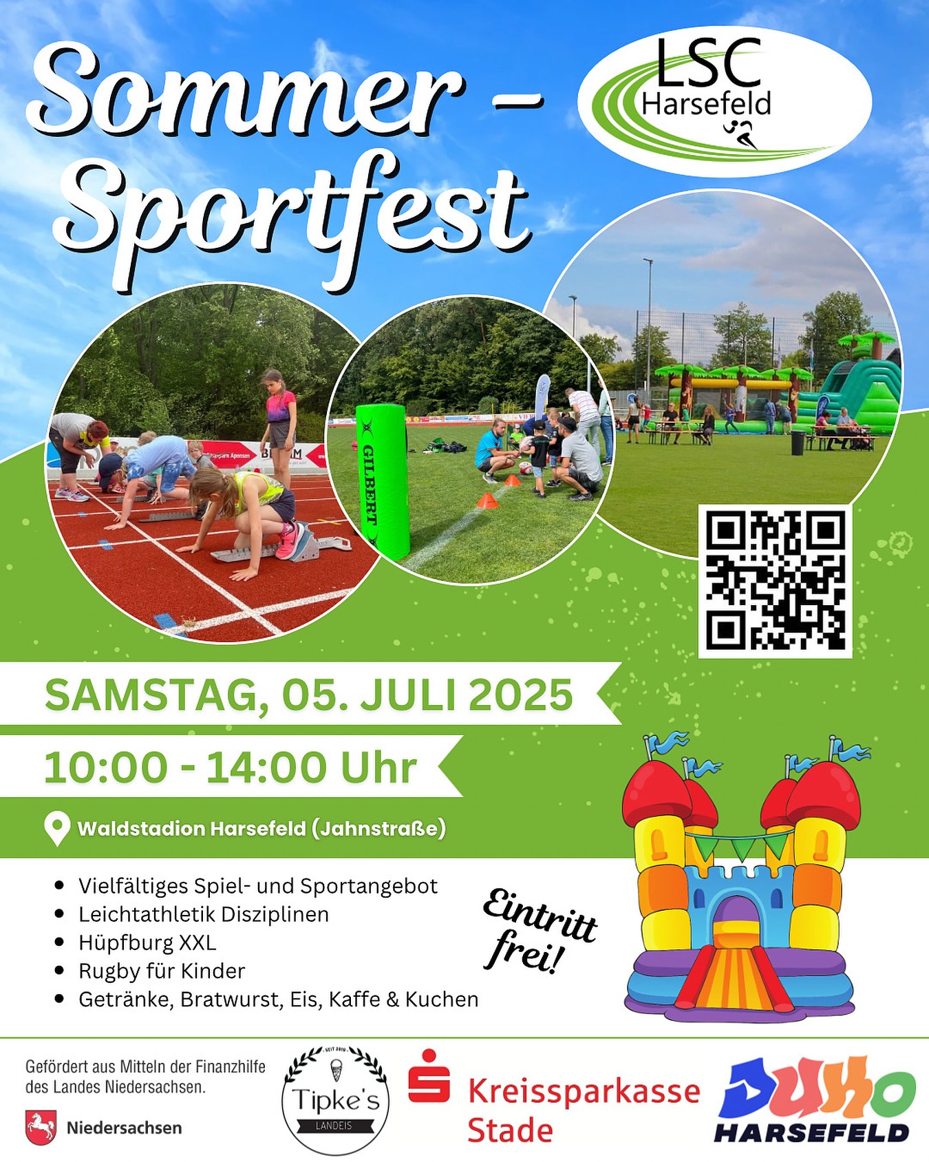 Am Samstag ist es soweit - bist du dabei?🥳☀️
Bei insgesamt 8 Stationen könnt ihr euch in den leichtathletischen Disziplinen für jede Altersklasse ausprobieren, Rugby spielen und natürlich auf der XXL Hüpfburg toben!🥳
Kommt vorbei! Wir freuen uns auf euch!
Euer LSC-Team💚
#harsefeld #sport #verein