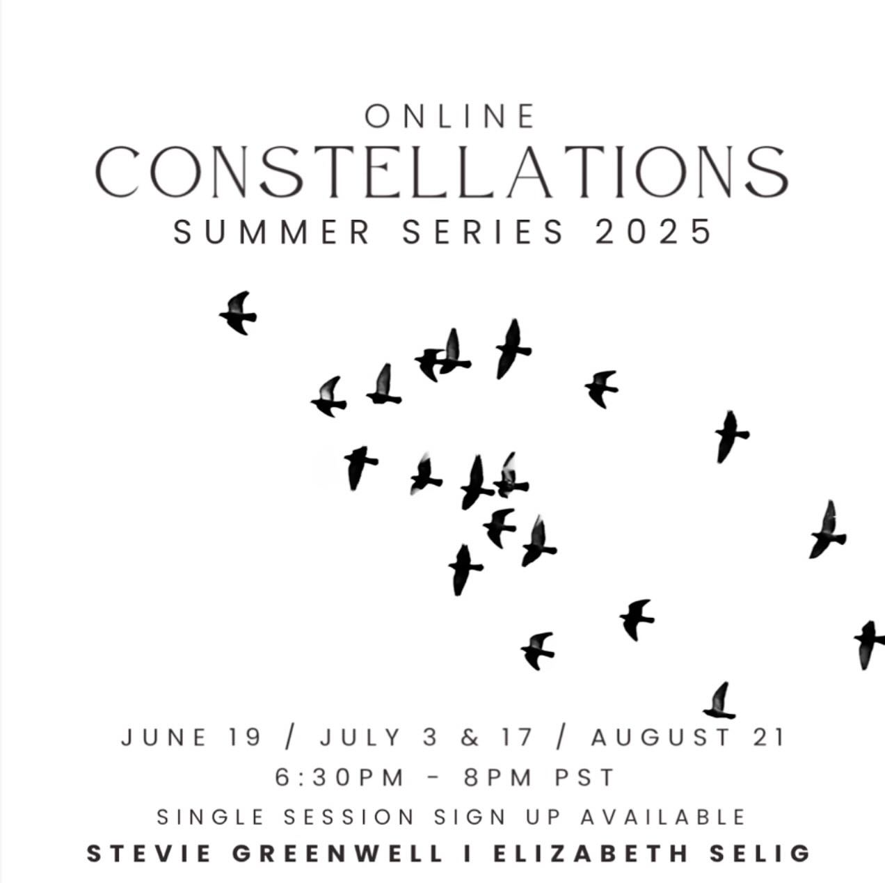 I love trying new things and being delighted by them! Something that I have done a hundred times feels fresh, a new group of people, a new way to do it, the unique energy of THIS TIME.
Eliz and I have been loving this new online constellation space. Loving the ways we can connect over the digital web into the larger web. Each time it’s new, each time it’s nourishing. So much so that we have a whole bunch of summer dates coming up!
Come to one, come to many - we’d love to have you.
Each time will be a unique constellation of beings that will never be the same again 💫
Links in bi0 🕸️✨💜