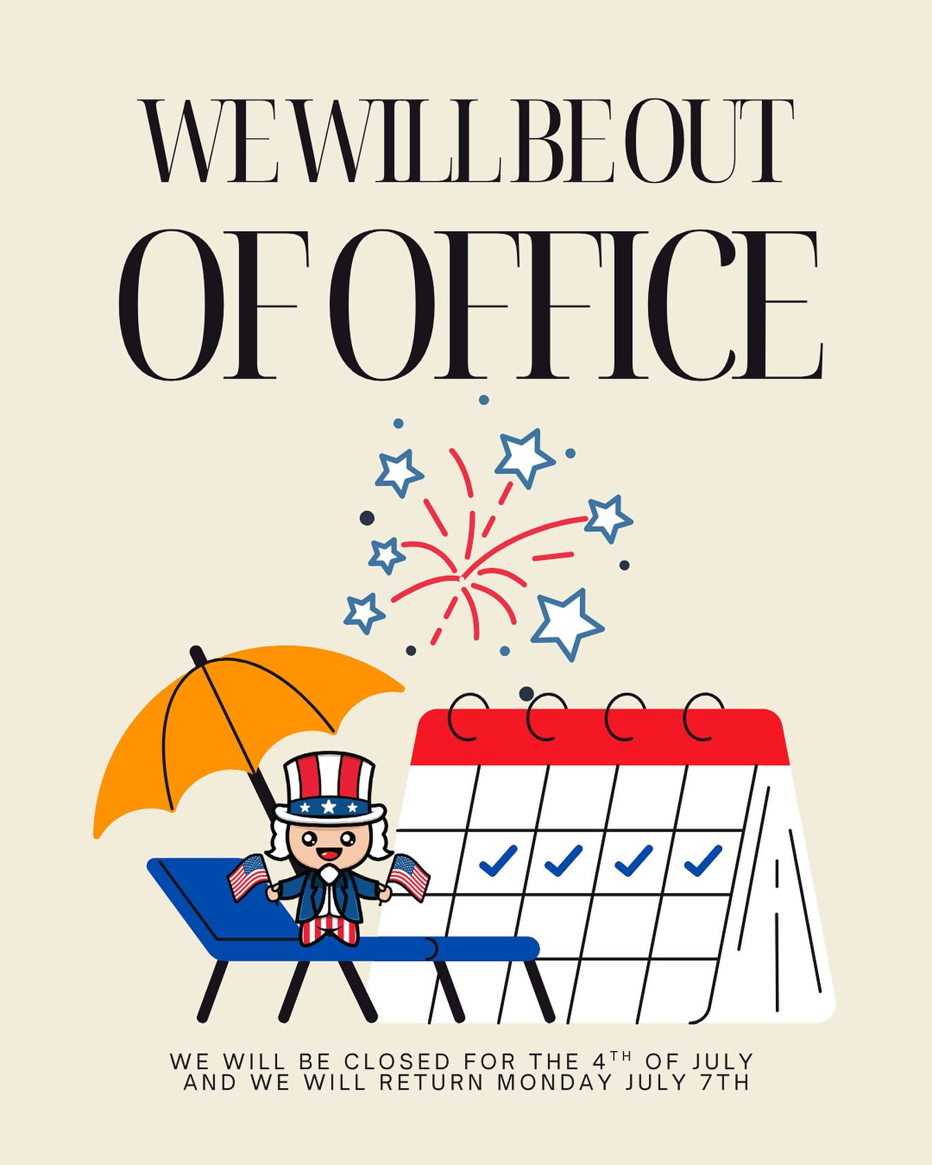 friendly reminder that we will be closed for the 4th of july and return on monday july 7th! if you need to pick up your contacts or your glasses before the weekend stop by today or tomorrow! AND WE HOPE YOU HAVE A HAPPY FOURTH OF JULY! 🇺🇸 🎆