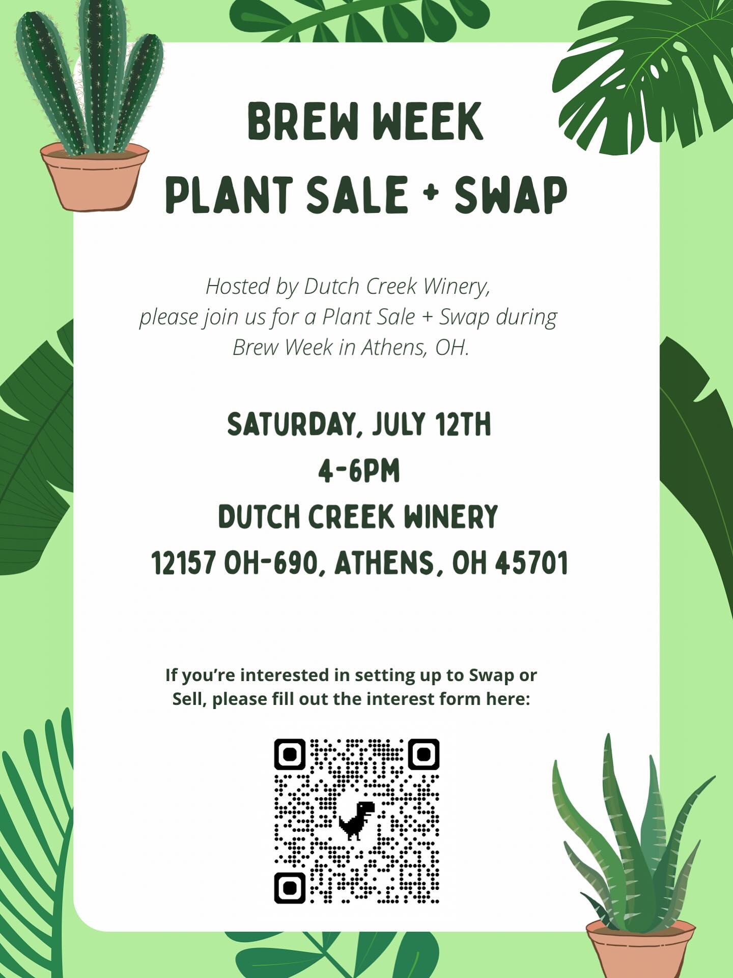 @ohiobrewweek Plant Sale & Swap at Dutch Creek Winery on Saturday July 12, 4-6 pm
#visitathenscountyohio #dutchcreekwinery #OhioFindItHere #BrewWeek #ohiobrewweek #visitathensohio