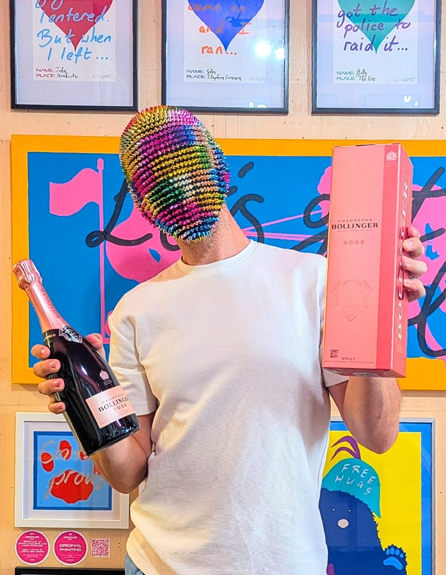 HUGE THANK YOU to whoever sent me this. I do love some bubbles but this is incredibly generous and kind. I shall save to toast you, and reflect on the show once it's done. Definitely not drink now in excitement. Definitely not. Cheers 🥂🎆
#bollinger #instagay #maskedartist #QUEERTODAYGONETOMORROW #gaylondon #prideart #artexhibition #LondonFestivalOfArchitecture