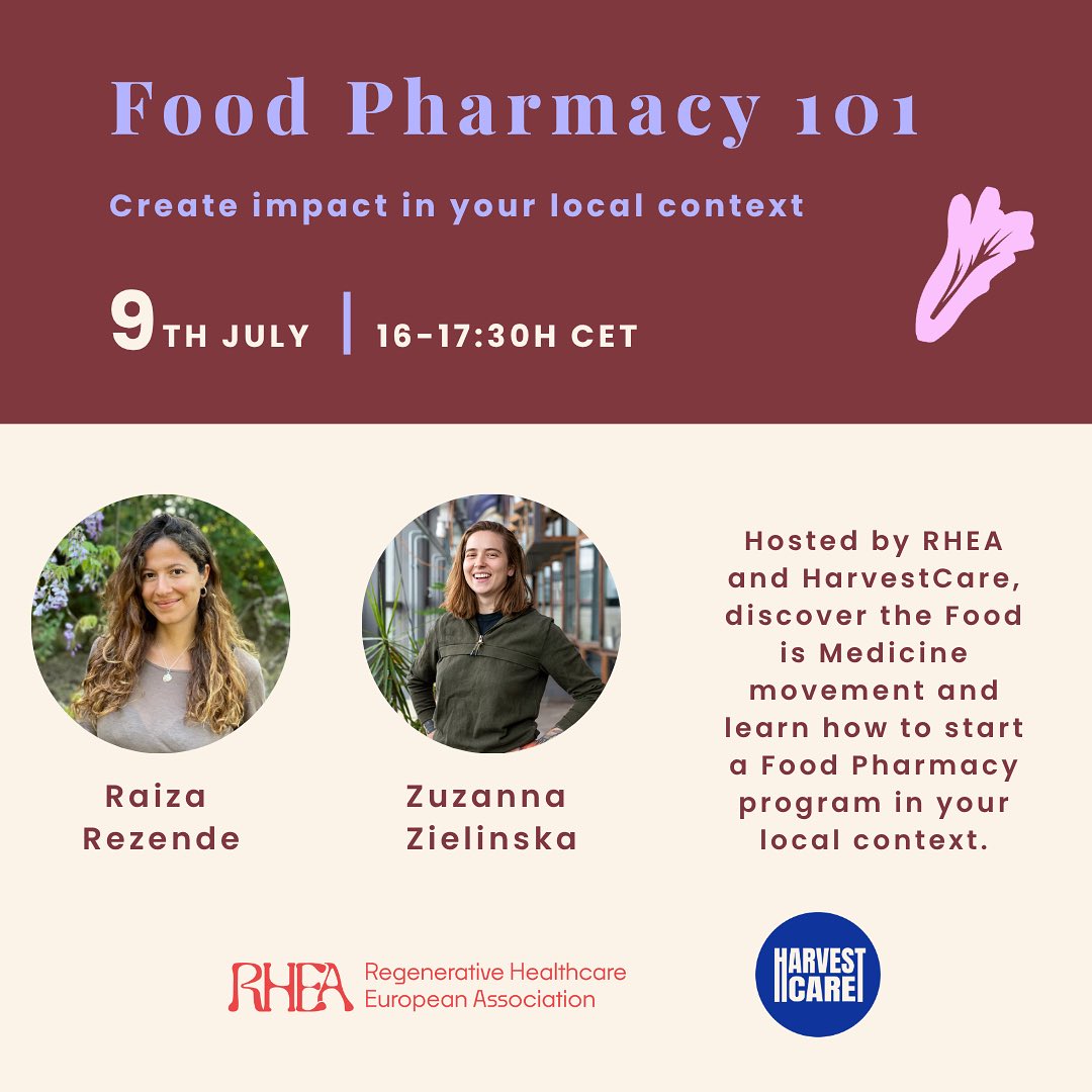 โ๏ธ Are you a local ๐๐ก๐๐ง๐ ๐๐ฆ๐๐ค๐๐ซ and are looking for actionable models that address both #healthcare and #farming challenges?
๐ Join us for our free webinar: ๐
๐จ๐จ๐ ๐๐ก๐๐ซ๐ฆ๐๐๐ฒ 101
We will dive into the #foodismedicine concept and the #foodpharmacy model.
โThe growing #chronicdisease crisis is directly linked to how our global food system is designed.
๐ฅฆ #FoodisMedicine movement offers tested models that help patients reverse chronic diseases using #food and #lifestyle interventions while tackling social inequalities.
๐ฉบ A #foodpharmacy program is designed to reduce the prevalence of non-communicable diseases (NCDs) by providing #free #organic #whole foods as a medical intervention.
โ Stichting @harvestcare_eu and @rhea_eu are joining forces to disseminate and replicate the Food Pharmacy model across Europe to influence the #regenerativehealthcare transition.
โ๐๐จ๐ฐ ๐๐ง๐ ๐๐ก๐๐ง?
๐ฑ 9๐ญ๐ก ๐จ๐ ๐๐ฎ๐ฅ๐ฒ, 2025 ๐๐ซ๐จ๐ฆ 16h ๐ญ๐จ17.30h ๐๐๐
Join our co-founders @regenerativenutritionist and @_raizarezende_ for:
๐ฅ An introduction to the Food is Medicine movement and available resources.
๐ฅ Insights into the practical requirements needed to create a Food Pharmacy pilot project, based on the HarvestCare experience.
๐ฅ Hands-on exercises to begin designing your prototype.
๐ฅ An interactive session with open discussion.
REGISTER TODAY - LINK IN BIO