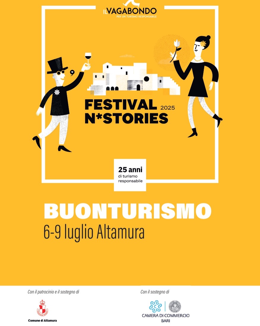 Dopo aver celebrato i 25 anni, il socio Il Vagabondo prosegue il suo viaggio con il filone dedicato al "BuonTurismo".
🗓️Dal 6 al 9 luglio
📍Altamura
Programma e ulteriori informazioni 👉https://www.festivalnstories.it/buonturismo25/