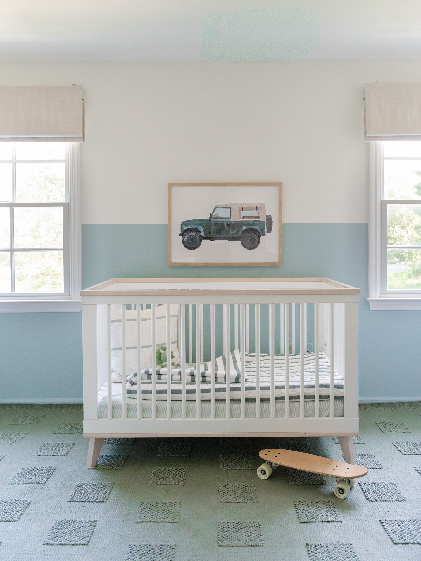 When my client told me her favourite project was the “Into the Blue” bedroom, she asked if we could channel the same vibe for her three-year-old son. I kept the serene blues and layered textures that made the original so calming, but infused the room with playful, personal touches - two-toned walls, fun patterns, and a splash of east coast vibes to make it uniquely his. We used his current crib and made plans for his transition bed! Love how it turned out!🤗
Project: High Tide