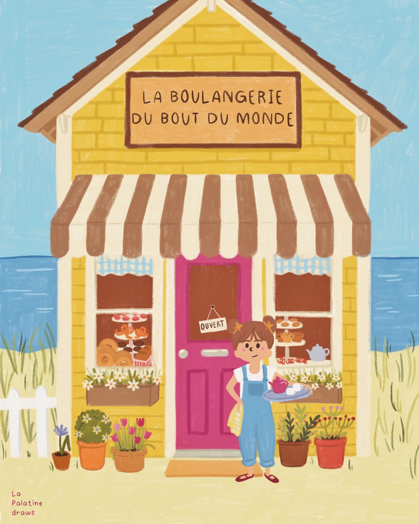 La boulangerie du bout du monde ✨ avec un petit goût d’été et de sable de Cornouailles ☀️ #lapalatinedraws #lapalatine #lapalatineboutique #bakery #thelittlebakery #bakerystyle