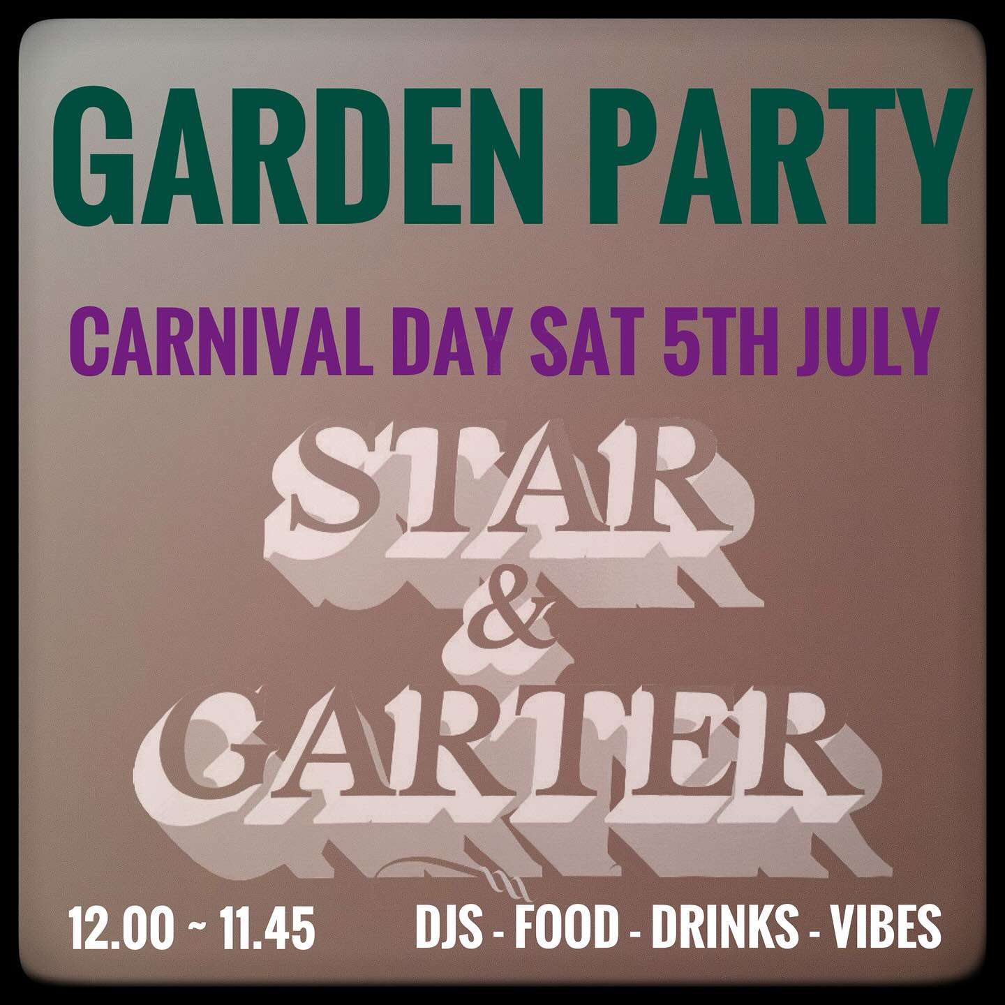 Yes, people its Carnival Day, BRISTOL, ST PAULS Saturday 5th July.
And it’s all about local, family, and strictly a Bristol line up here at the star and garter
it’s a shame there no full-on carnival. But here, at the star, we will be laying down the vibe all day. There's something for all your tastes. its family and friends, SO COME AND JOIN US.
Have a look who is playing for you!
We have an extended garden into park. ENTRANCE THROUGH THE PUB. And rights of admission will be reserved
We have great sound system.
Food from the Star: Wings n Tings.
12 noon – 12pm.
STAR AND GARTER
12:00 - 12:30pm Landlord choice
12:30pm - 1:30pm David Campbell
1:30pm - 2:30pm Bad Boy Emerson and wolfman (MC)
2:30pm - 3:45 pmAndy Compton / The Rurals
3:45pm - 5pm 2 Kings (Andy Scholes)
5pm - 7pm No Average Groove Gamble-Haynes possie
7pm - 8:30pm Ranking Snoopy (Unquie Star)
8:30pm - 10pm House full of Friends - (Lucky House)
10pm - 11:45pm Rob Smith
One love. One life One pub