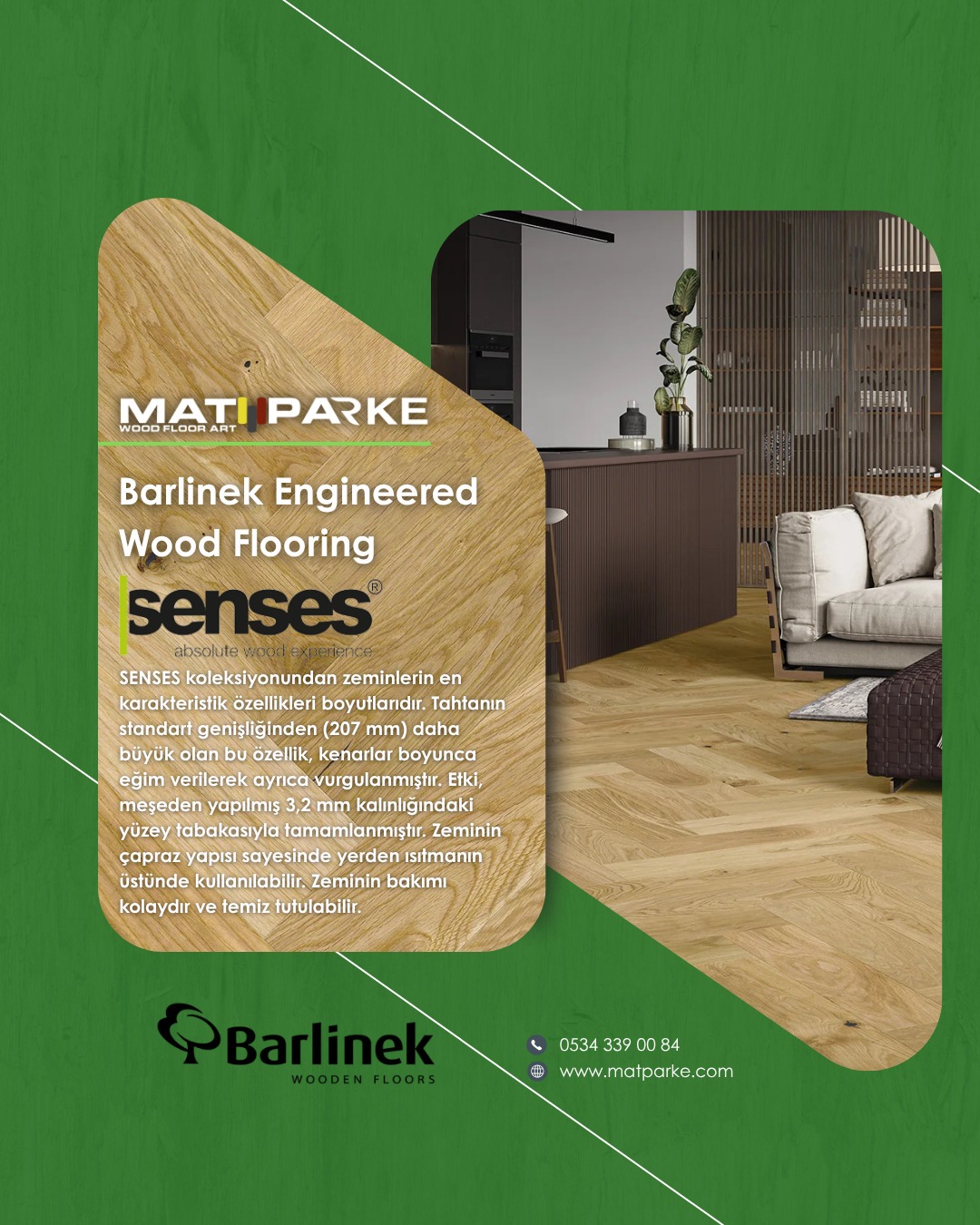 Barlinek Lamine Parke ile Yaşam Alanlarınızı Sanata Dönüştürün!
Hayalinizdeki zemini gerçeğe dönüştürmeye hazır mısınız? Barlinek lamine parke, dünya genelinde en büyük lamine parke üreticilerinden biri olarak, sektördeki köklü geçmişi ve eşsiz uzmanlığıyla öne çıkıyor. Yüzey kalitesi ve dayanıklılığıyla kendini kanıtlamış bu marka, yaşam alanlarınıza değer katmak için tasarlandı.
Barlinek, tüm ürünlerinde alttan ısıtmalı zeminler için dahi 30 yıl garanti sunarak, kalitesine ve dayanıklılığına olan güvenini ortaya koyuyor. Siz de evinizde veya iş yerinizde uzun ömürlü, sürdürülebilir ve estetik bir zemin çözümü arıyorsanız, doğru yerdesiniz.
Barlinek uzmanlığı ve Mat Parke Montaj Ekibi'nin titiz işçiliğiyle, zeminlerinize sadece bir parke değil, aynı zamanda uzun yıllar keyifle kullanacağınız sağlam bir eser bırakmaya hazırız.
Detaylı bilgi ve ücretsiz keşif için bizimle iletişime geçin!
#lamineparke #artitechture #zemin #woodflooring #homedesıgn #barlinek #masif #oak #laminated #floors #masifparke #parkecila #décoration #bespokedesign #matparke