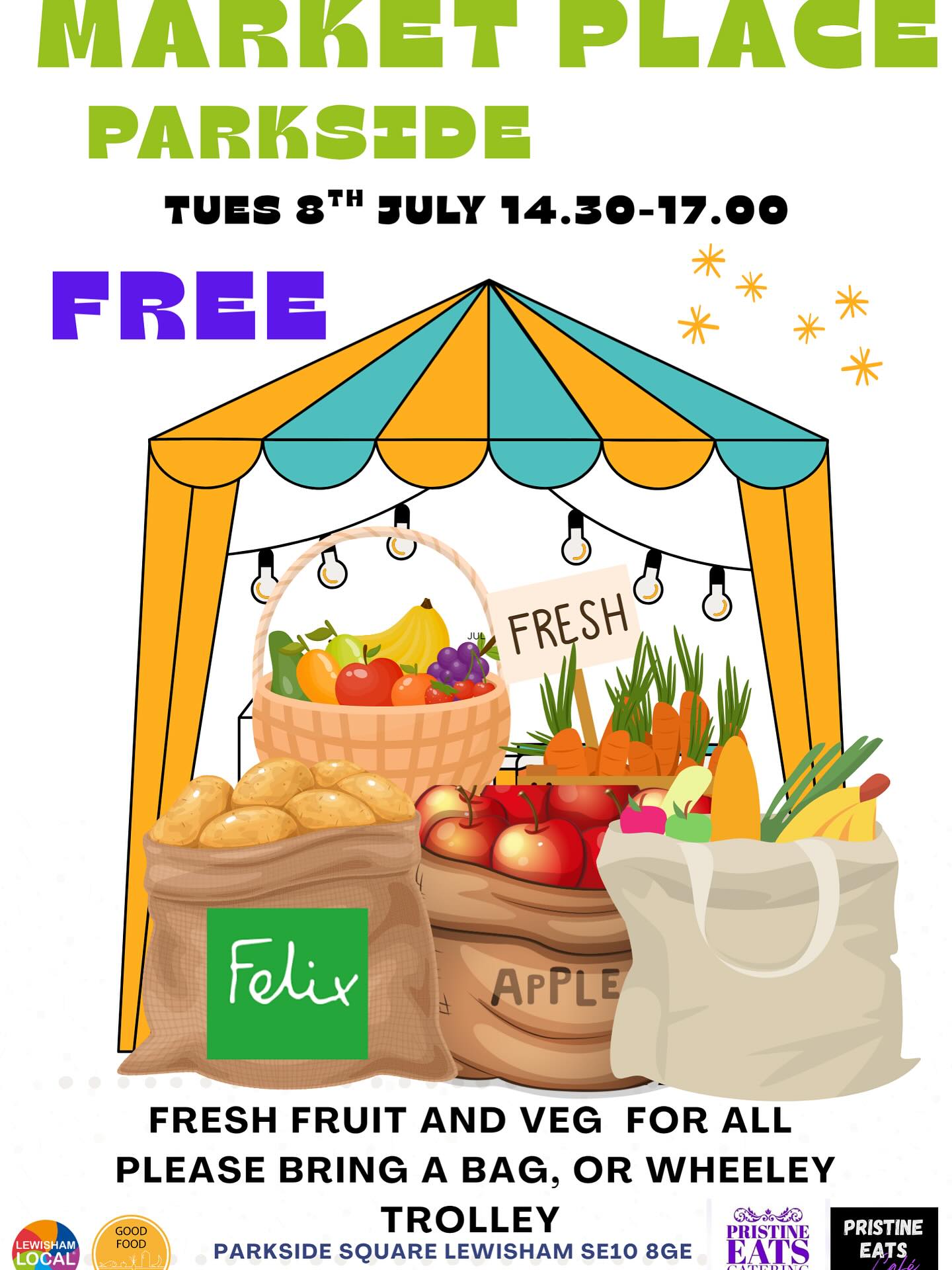 Speead the word Felix Summer Market Place is coming to Parkside Bringing FREE fresh fruit and veg to residents and Locals.
🍏🍎🥕🥬🧅
Please remember to bring your own bags. Tue 8th July 2025 14.30-17.00. Please share to your friends. #lewisham @thefelixproject 💚