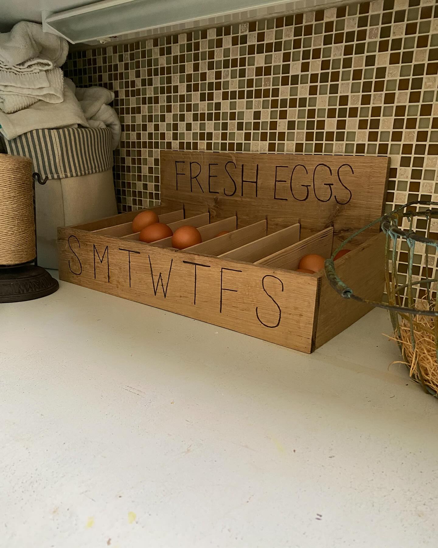 Custom day of the week fresh egg storage.
#woodworking #kitchen #farmlife #artisanwoodwork