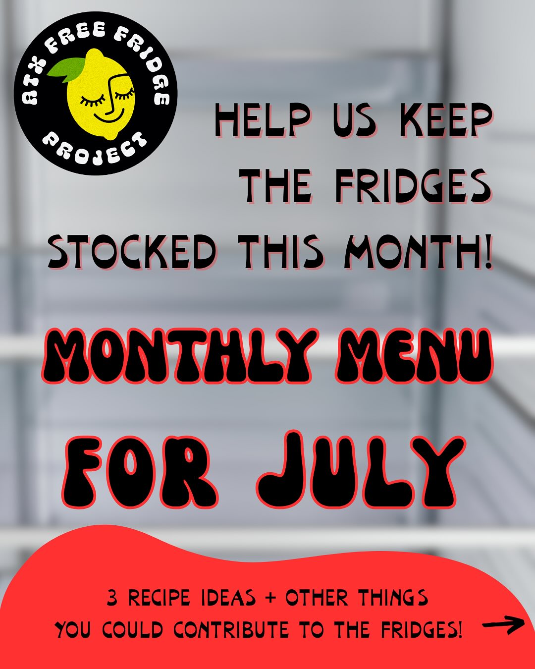 summer is in full swing! ☀️🌡️🥵
here are some recipes you can make that don’t have to be reheated, since not everyone has access to a microwave/stovetop.
friendly reminder, dating and labeling any prepared meals that you contribute is REQUIRED! help keep everyone safe y’all 🥰
if you’re in a place of abundance, please give what you can this month. if money is tight, please share and sign up for a cleaning shift!
thank y’all for contributing and for throwing away any trash you see/wiping down any spills while you’re at a fridge! 💛🍋💛
DM us if you have any questions :)
#SolidarityNotCharity #coldrecipeidea #atxfreefridge #austin