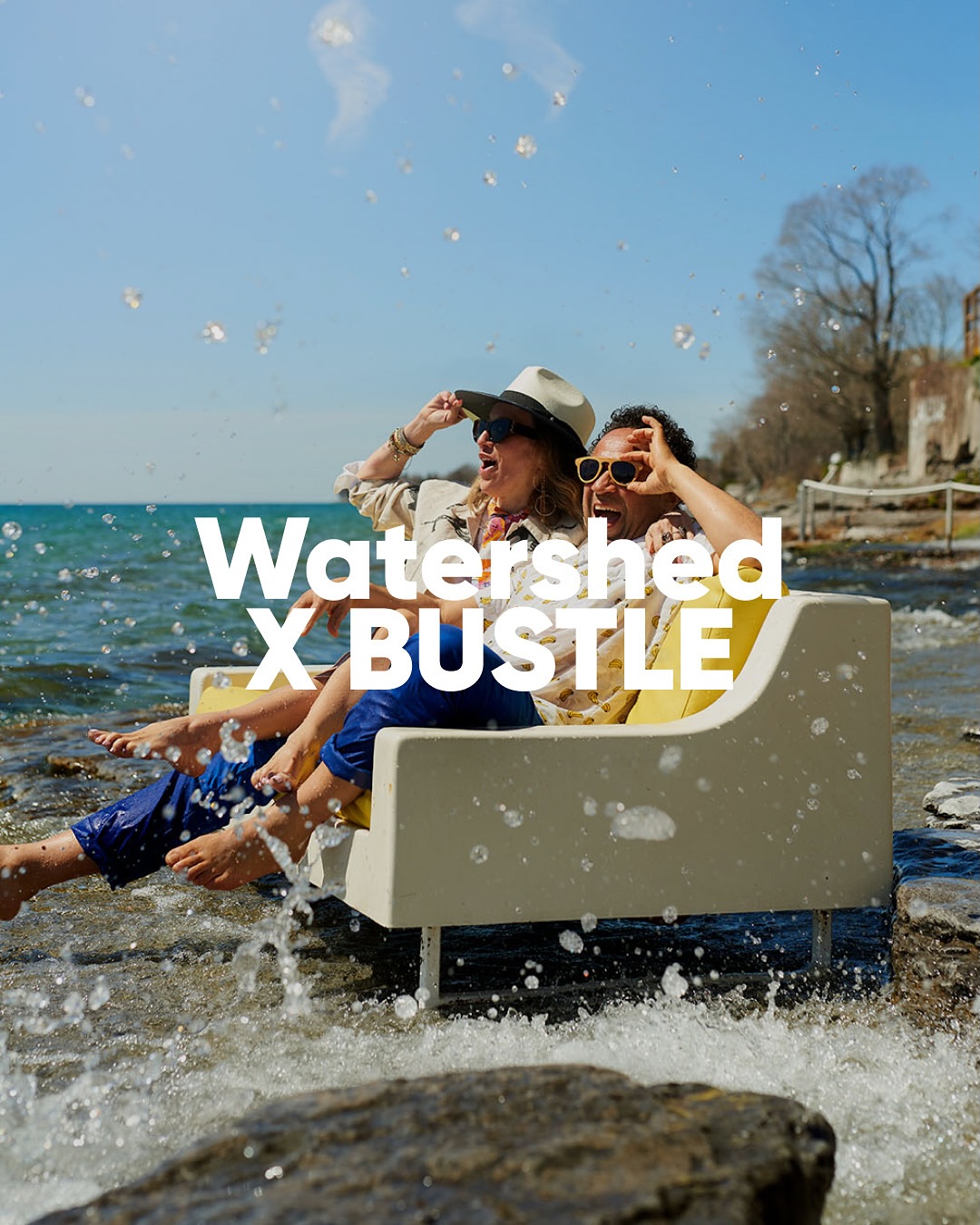 @bustleclothing founders @ruth_promislow & Shawn Hewson were the funniest collaborators I’ve ever forced to sit on a couch in the frigid winter waters of Lake Ontario. Actually shot for the summer issue of @watershedmagazine with words by @thejeannebeker.