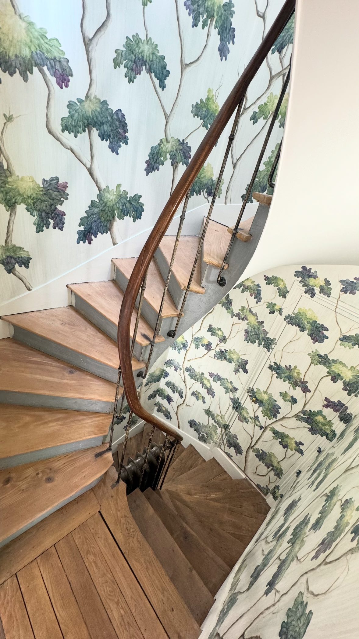 🎨 Ça donne un peu le tournis, ce projet !
Deux mois passés dans une cage d’escalier… et voir le printemps arriver en peignant, c’était une expérience à part 🌸
Un projet poétique, où le client rêvait d’un lieu avec une vraie histoire, une identité propre.
À l’heure des intérieurs très minimalistes, il a osé la peinture figurative : un arbre, symbole fort et vivant 🌳
Merci à lui pour sa confiance 🙏 C’était un vrai saut dans le vide pour lui, et il m’a confié l’âme de ce petit bijou niché dans Paris 💎
Comme je vous le disais dans mon premier post : chaque pièce desservie par cet escalier sera décorée à partir du code couleur de ma fresque 🎨
Les escaliers ont marqué le top départ d’une rénovation intégrale de la maison…
Il faudra encore patienter quelques mois avant de découvrir le travail des autres artisans 👷♀️👷♂️
J’ai hâte de voir le projet final 🤩
Je vous ferai une petite story time à ce moment-là, promis 😉
#ArtMural #FresqueMurale #Artwork #Peinture #Collaboration #MaisonParisienne #Fresque #Paris #Arbre