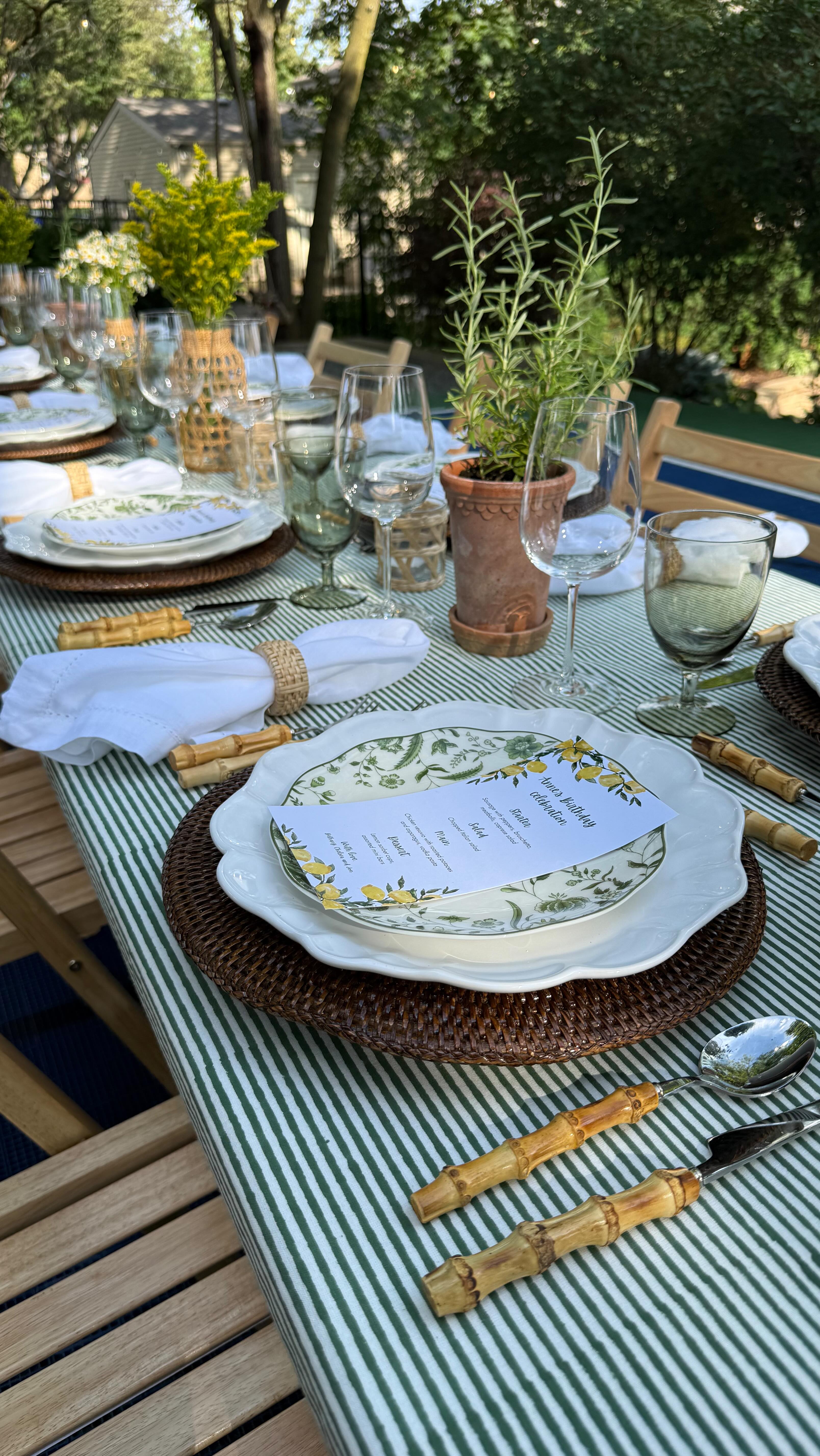 This garden party was a memorable celebration for a milestone birthday. We incorporated greens and yellows, one of our favorite color combinations, to create a vibrant and sunny setting. ๐ชด๐
We're now expanding our offerings to include custom menus, party decor, bar signage, and more to ensure your celebration is an unforgettable experience!
Tabletop, linens, chairs & table rentals: @juneandgracestyled
Catering: @madeinitalytrattoriage
Signage: @calligraphybykari
#gardenparty #greenandyellowtablescape #tablescape #tablescapestyling #dinnerparty #alfresco