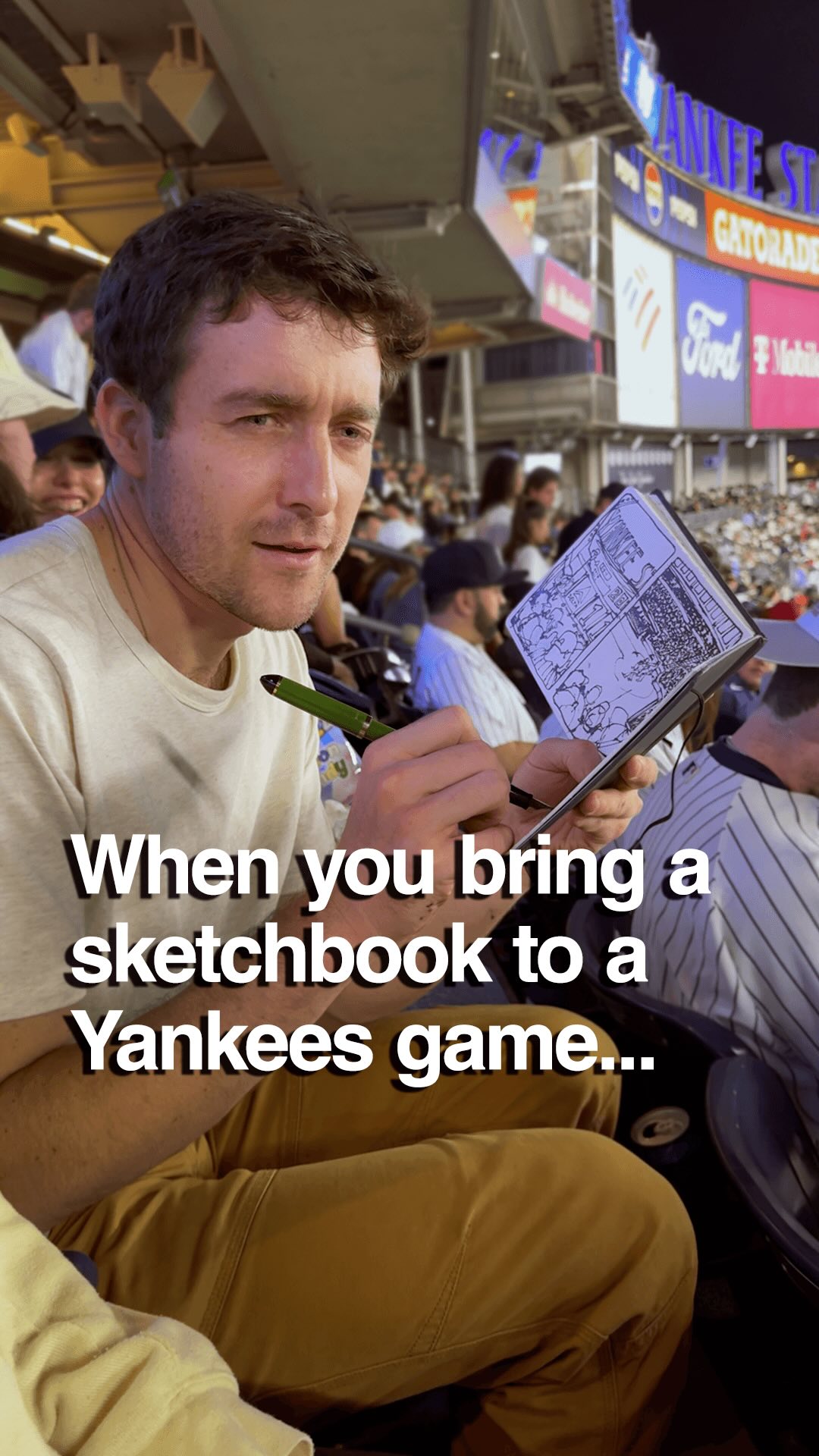This sketchbook has a lot of great chapters but the Yankees game last week might be one of my favorites. ⚾️ #drawing #sketchbook #sketchart #illustration #vlog #baseball