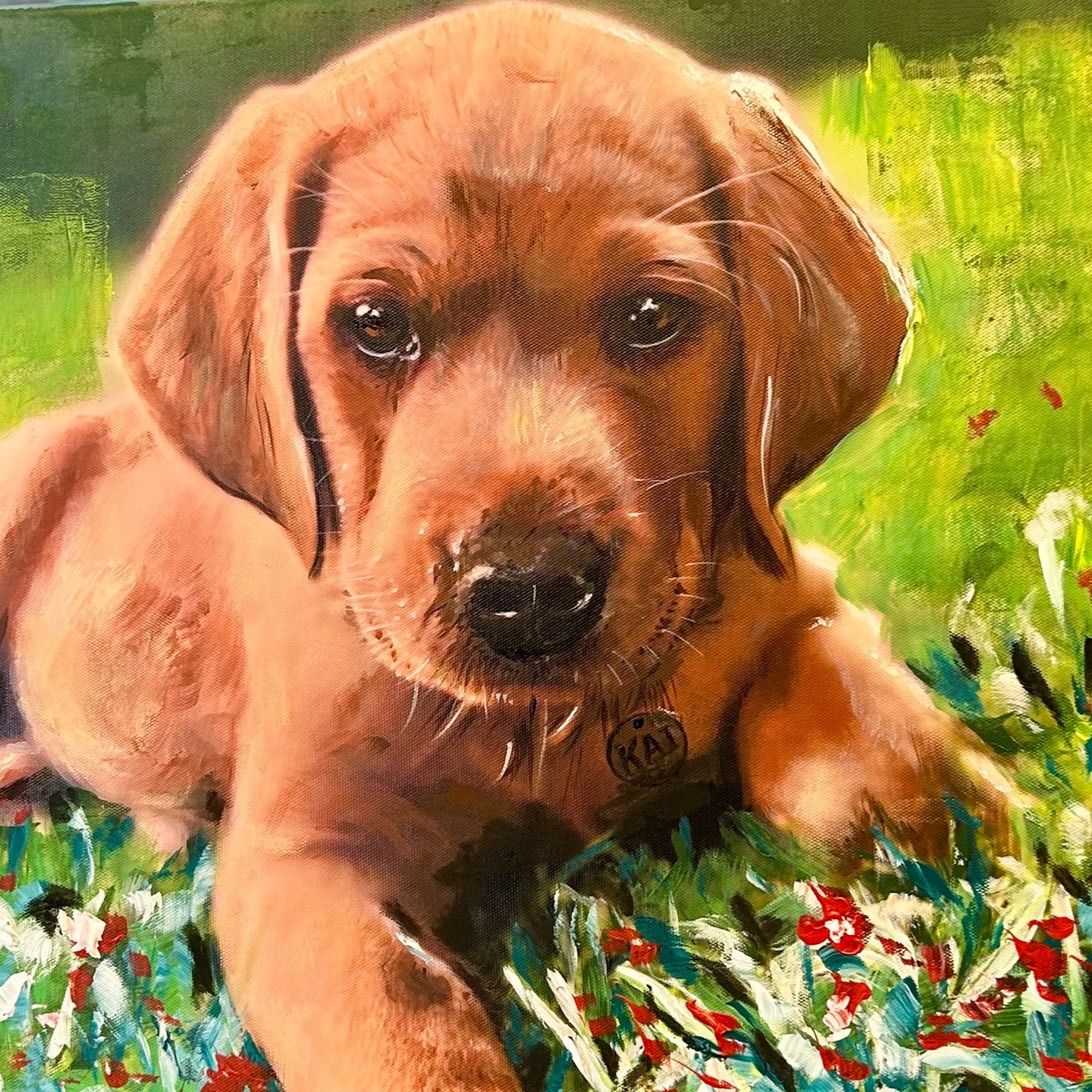 Meet Kai! ๐พ
He is a Cockerdor - a mix of Cocker Spaniel and the Labrador Retriever. Swipe right to see the photo of Kai I used to paint from!
I started this early this week. Itโs different to my usual as the owner wanted Kai on a grass background, so I pushed it a little and added in some impressionist flowers in the foreground ๐จ๐ง๐ปโ๐จ
#thedogportraitartist #dogloversofuk #dogsarefamily #oilpainting #clivehemsley #dogsofinsta #dogsofinstagram #dogmemories #painter #paintmydog #dogsoflymeregis #dogs #dogportraits #artist #ilovedogs #puppy #puppiesofinstagram #pet #petsofinstagram #cutedogs #Kai #Cockerdor #cockerspaniel #labrador #labradorretriever #impressionist @cockerdorsofinsta @cockerspanielworld @itsonlydogs @labrador_retriever_universe
