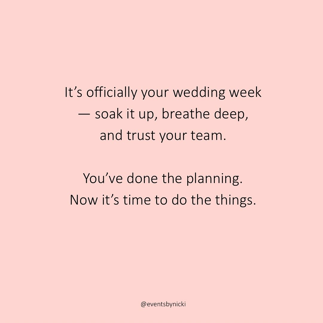 It’s officially wedding week for someone out there… and someone else just realized they never picked up the marriage license. 😅
Whether you’re ready to walk down the aisle or still Googling “how to bustle a dress,” consider this your friendly reminder:
✔ You’ve done the planning.
✔ Now it’s time to do the things.
✔ And maybe drink some water.
You’ve got this — and if you don’t? That’s what your planner’s for. 😉
#DoTheThings #EventsByNicki #WeddingWeekVibes #SundayReset #WeddingPlannerHumor #EventsDoneRight #PlannerPepTalk #RealTalkPlanning #YoureNotAloneBride