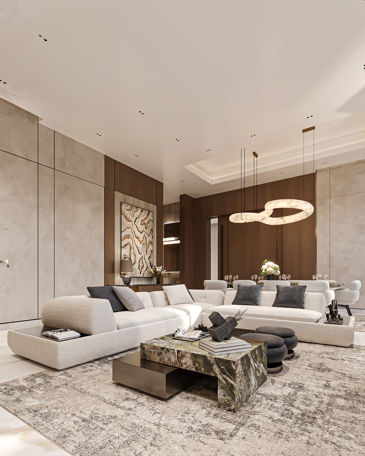 ✨ Sophisticated warmth meets modern elegance.
This inviting living room blends rich wood accents, plush neutral seating, and statement marble details to create a calm yet luxurious atmosphere.
Located in Ar Rihab, Riyadh, this villa spans 460 SQM — every corner designed to feel open, curated, and timeless.
Would you spend your evenings here? 🌿
#InteriorDesign #LuxuryInterior #ModernLiving #ContemporaryDesign #VillaDesign #LuxuryVilla #HomeDesign #InteriorArchitecture #RiyadhInteriors #WarmInteriors #LuxuryLifestyle
