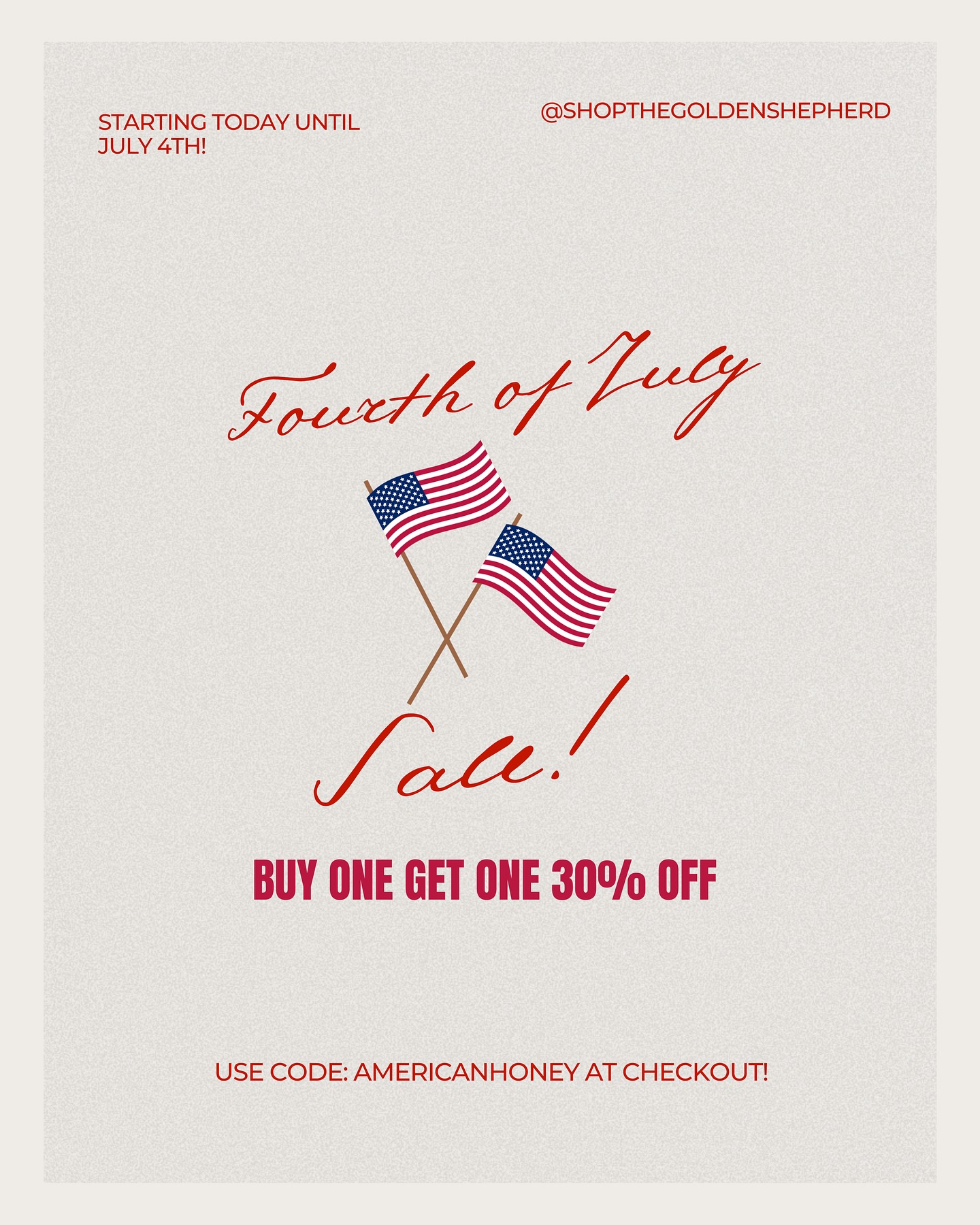 TODAY THROUGH THE FOURTH! Buy one get one 30% off! 💙🇺🇸❤️✨
Use Code: AMERICANHONEY at checkout!
FOR LOCALS: Pick up is an option just message me!