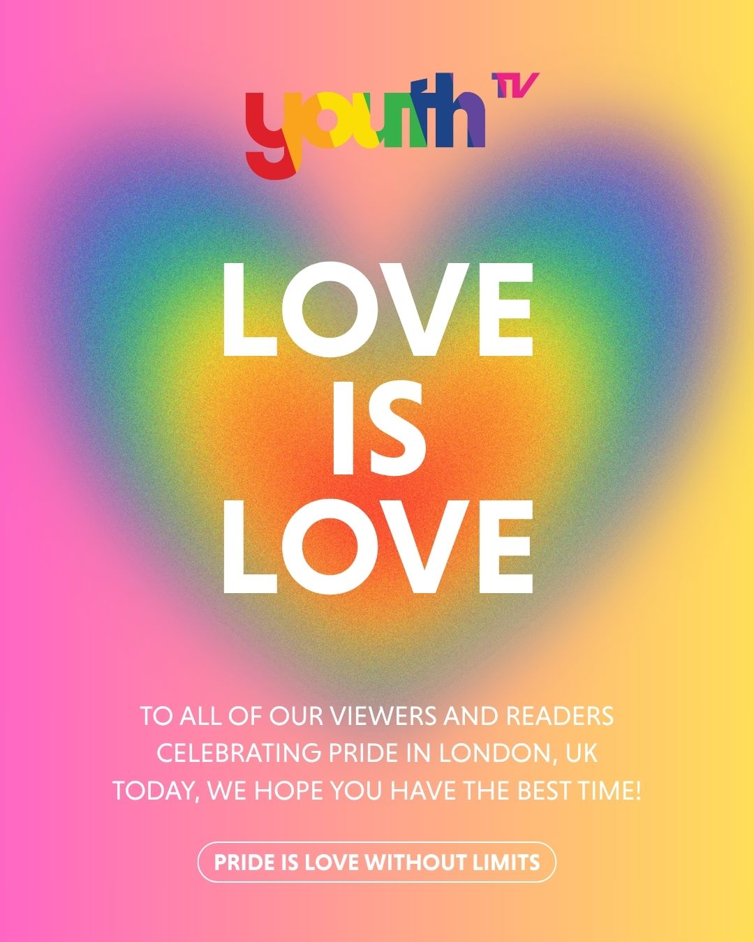 🌈 Headed to Pride in London this weekend?
From all of us at YouthTV, we hope you have the best time ever! 💖🎉✨
Be loud, be proud, and celebrate you. 🏳️🌈
We’re cheering you on every step of the way! 🙌
#PrideInLondon #YouthTV #Pride2025 #LoveIsLove #LGBTQ+ #PrideVibes #CelebrateYou #QueerJoy