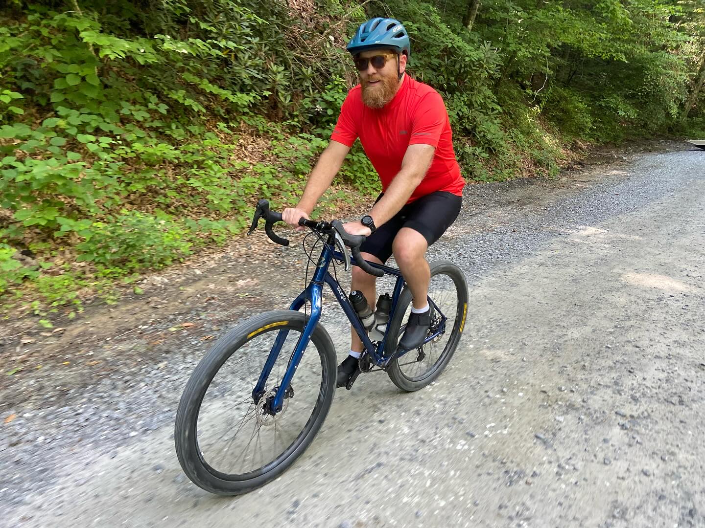 Epic gravel grinder ride on the 4th of July! This strong rider from Arizona got to experience some of the finest gravel roads and single track we have to offer here in WNC! #4thofjuly #guidedbiketours #asheville #northcarolina #828isgreat #gravelbikes #ridebikes #gravelbiketours @oskarblueswnc @explorebrevardnc