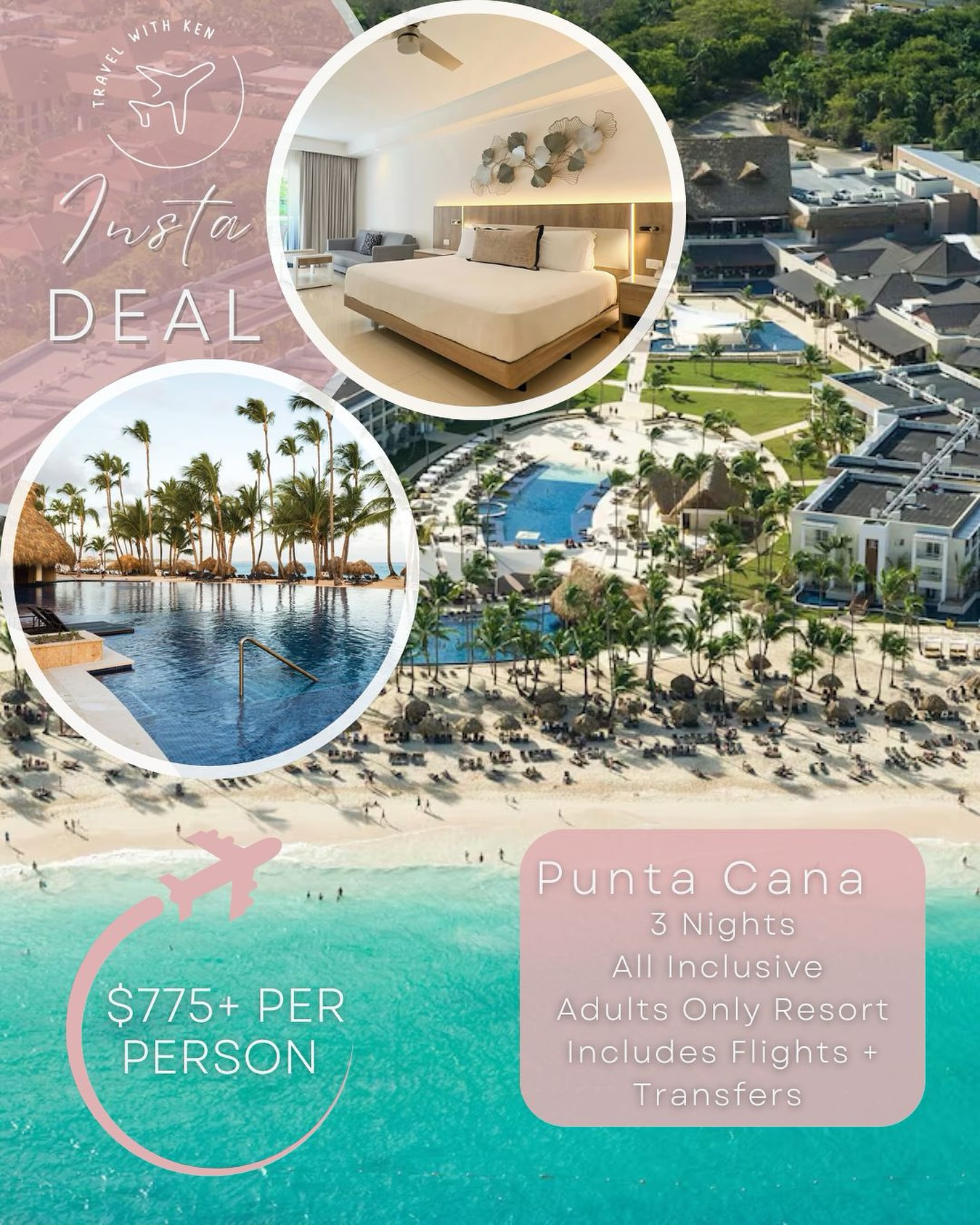 📍Hideaway at Royalton Punta Cana
✨Adults-only. All-inclusive. All vibes.
Hideaway at Royalton Punta Cana is the perfect blend of beachside bliss and grown-up luxury. With access to multiple pools, restaurants, bars, and a gorgeous stretch of white sand, this resort is ideal for couples, girls’ trips, solo travelers, or anyone who just wants to relax without the kid chaos.
Expect modern rooms, elevated dining, premium cocktails, and full access to the neighboring Royalton property—so you get the best of both worlds.
💸 3-night stay this October starting at $772* per person with flights + airport transfers included! (based on double occupancy - price varies by location)
🧳Ready to turn PTO into paradise?
Comment 🌴 or visit TravelWithKenH.com to book your escape.
#TravelWithKenH #PuntaCanaVibes #AdultsOnlyEscape #MockBookingMonday #CaribbeanGetaway #AllInclusiveVibes