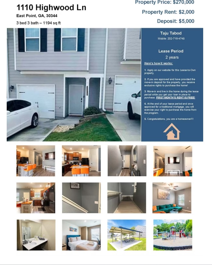 3 bed 3 bath- 1194 ft2 - $2000 / Lease-to-Own #leasetoown #atlanta #renttoown
Lease-to-Own this incredible 3 bedroom, 2.5 bathroom townhome in the new Highwood Trace community! As you enter, you are greeted by an open concept floorplan. Head into the kitchen where you will find high-end countertops and beautiful wood cabinets that offer ample storage space. Moreover, this home features a backyard with enough space! This is not just a new community, but on top of that, this home has been renovated in style with a freshly painted interior, new vinyl flooring, newly added kitchen backsplash, new kitchen faucet, door knobs, and many other upgrades. Unwind in the primary bedroom and an en-suite bathroom. This home is perfectly located for easy access to the airport, shopping center, entertainment center and quick access to l-285, and more!
You qualify for this property if the below describes you:
- You make 3x the rent in monthly (gross) income
- No felony convictions within the last 4 years
- No evictions within the last year
- Funds for Move-In Deposit
- No pending bankruptcy
- 550+ MINIMUM credit score
More details:
> Only $50 Application Fee!
> First Month's Rent Free!
> Ample time to get financing in place
> Close any time between 6 - 12 months of leasing
Copy and paste the link below to apply in minutes!
www.homes4assignment.com
Message for more details!